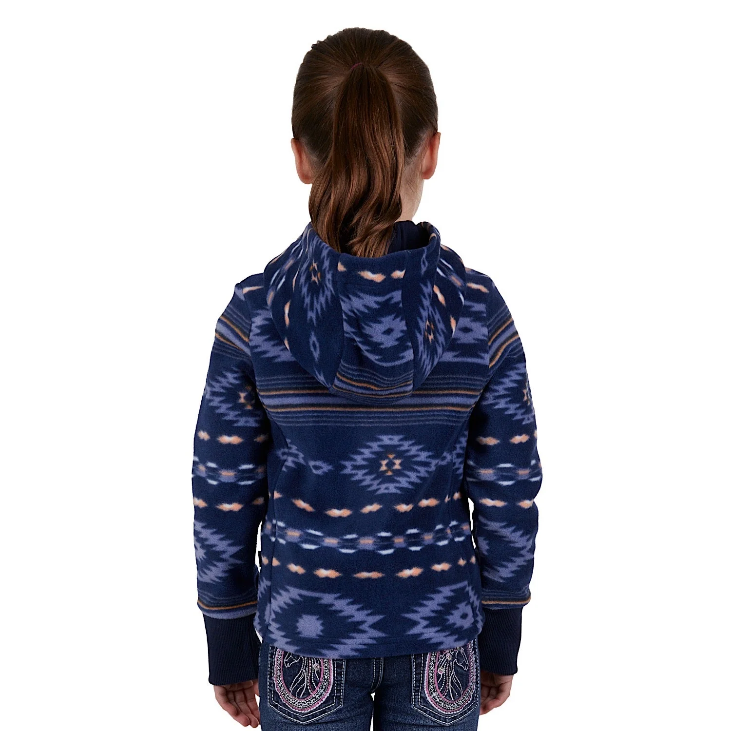 Pure Western Girl's Tegan Zip Through Hoodie - Blue Multi - Image 3