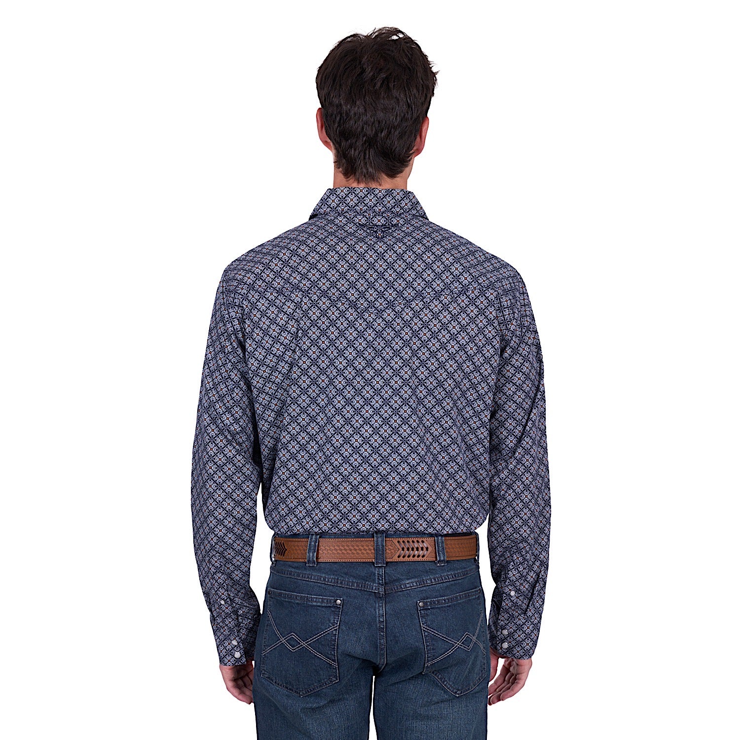 Pure Western Men's Douglas Shirt - Navy/White - Image 3