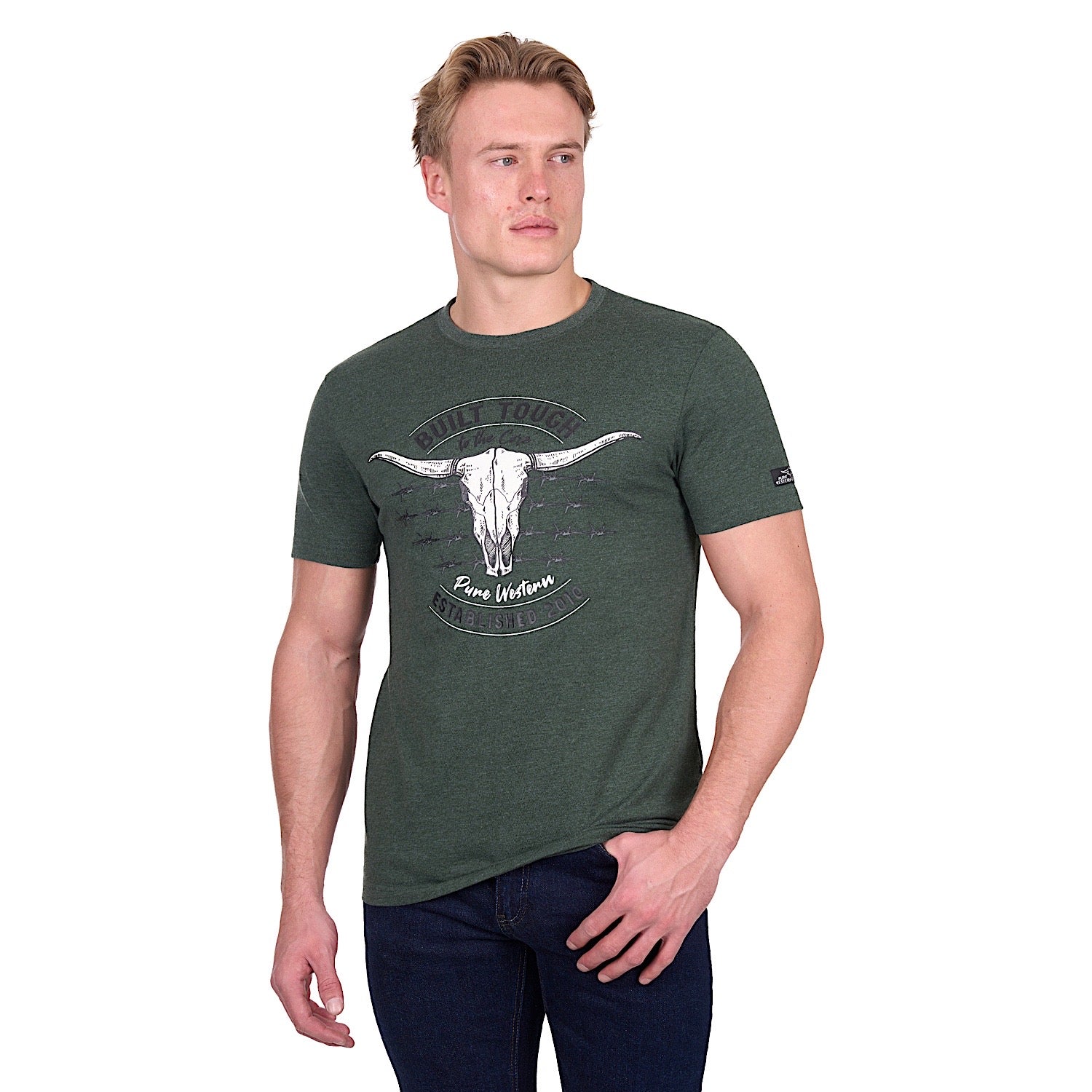 Pure Western Men's Frank T-Shirt - Green Marle