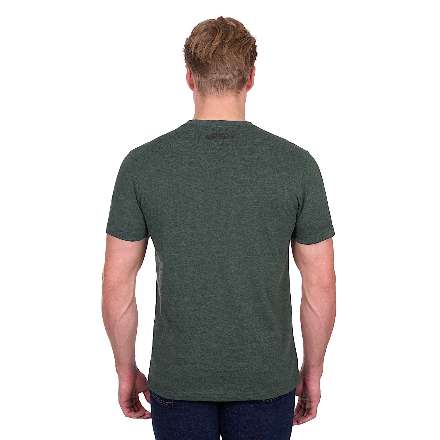 Pure Western Men's Frank T-Shirt - Green Marle - Image 4