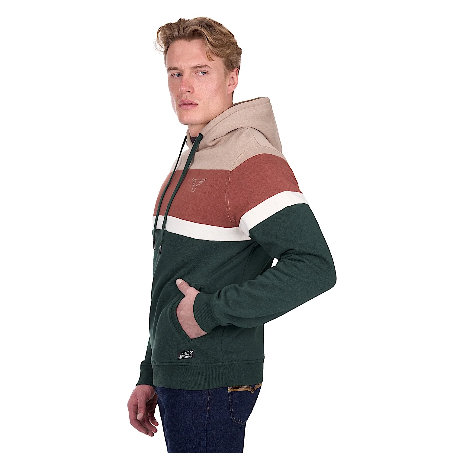 Pure Western Men's Harry Hoodie - Green/Multi - Image 3