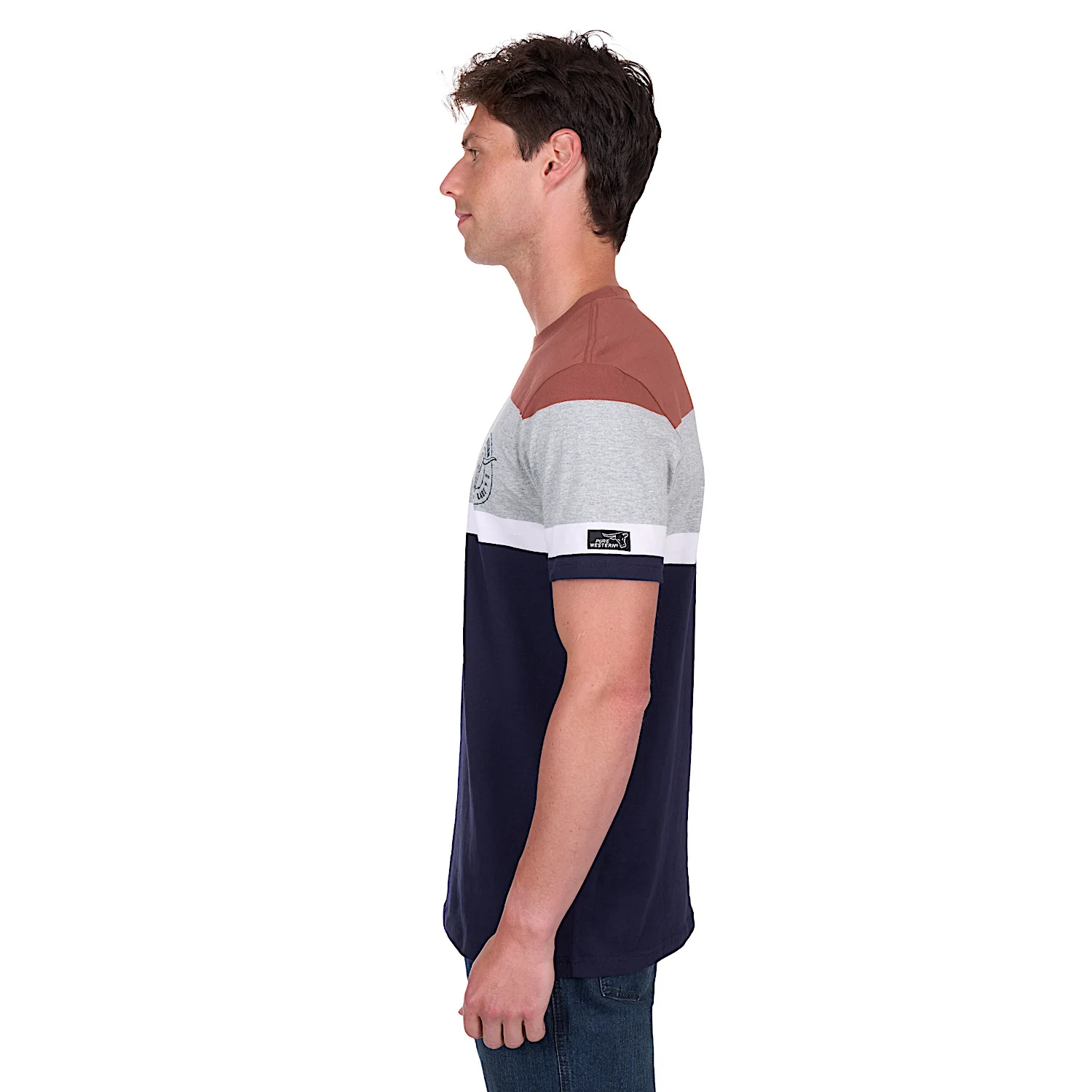 Pure Western Men's Jeffery Tee - Navy/Rust - Image 3
