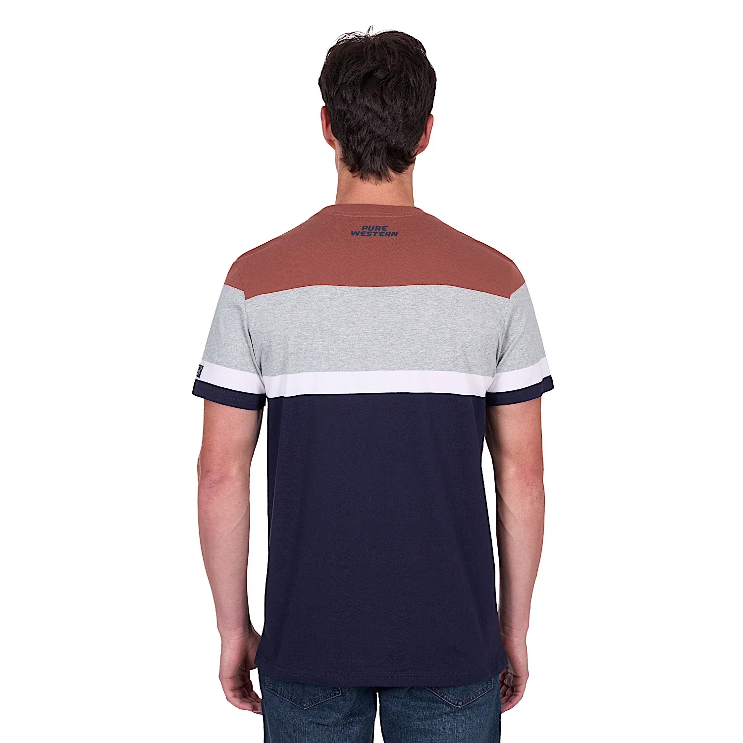 Pure Western Men's Jeffery Tee - Navy/Rust - Image 4