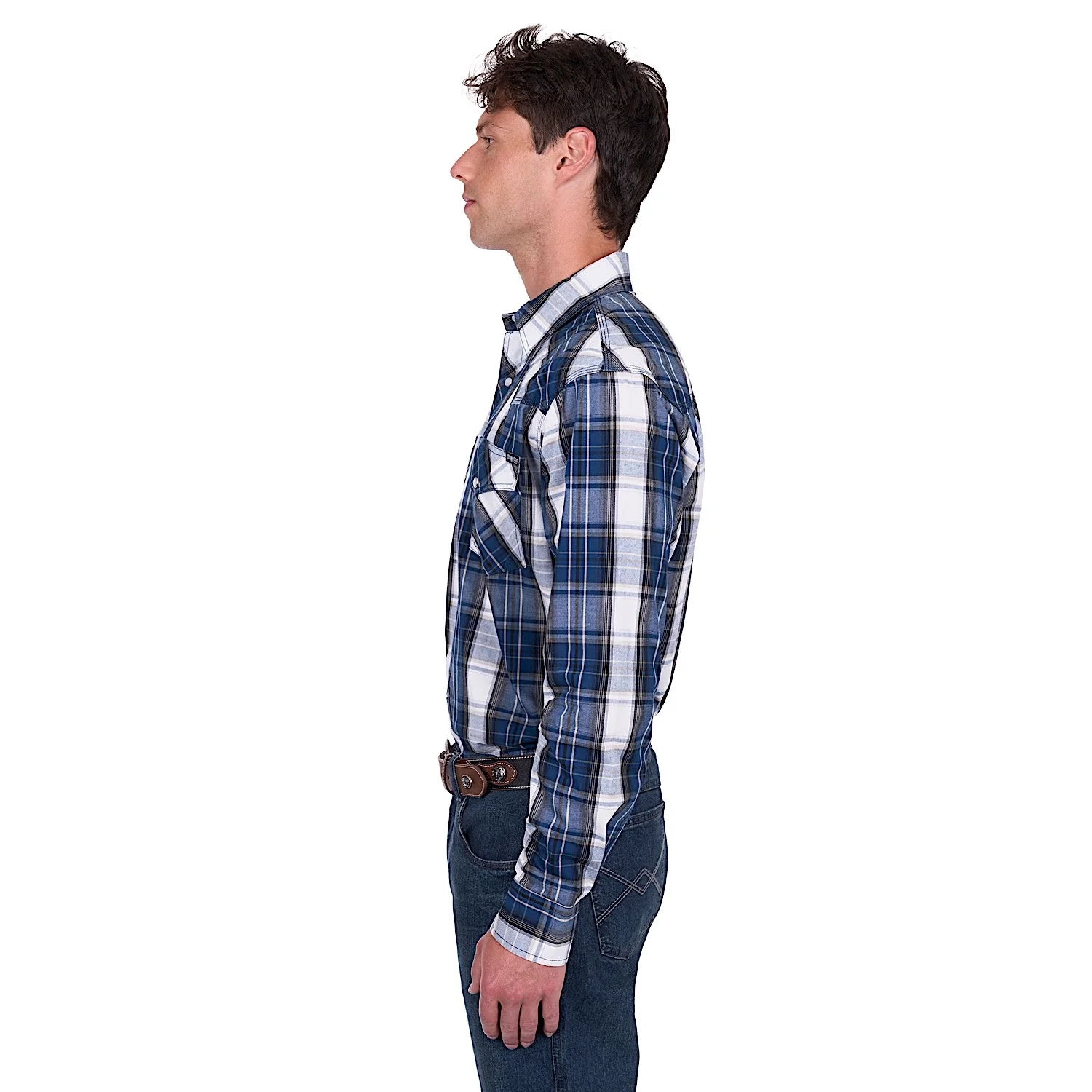Pure Western Men's Nicholas Shirt - Navy/Tan - Image 2