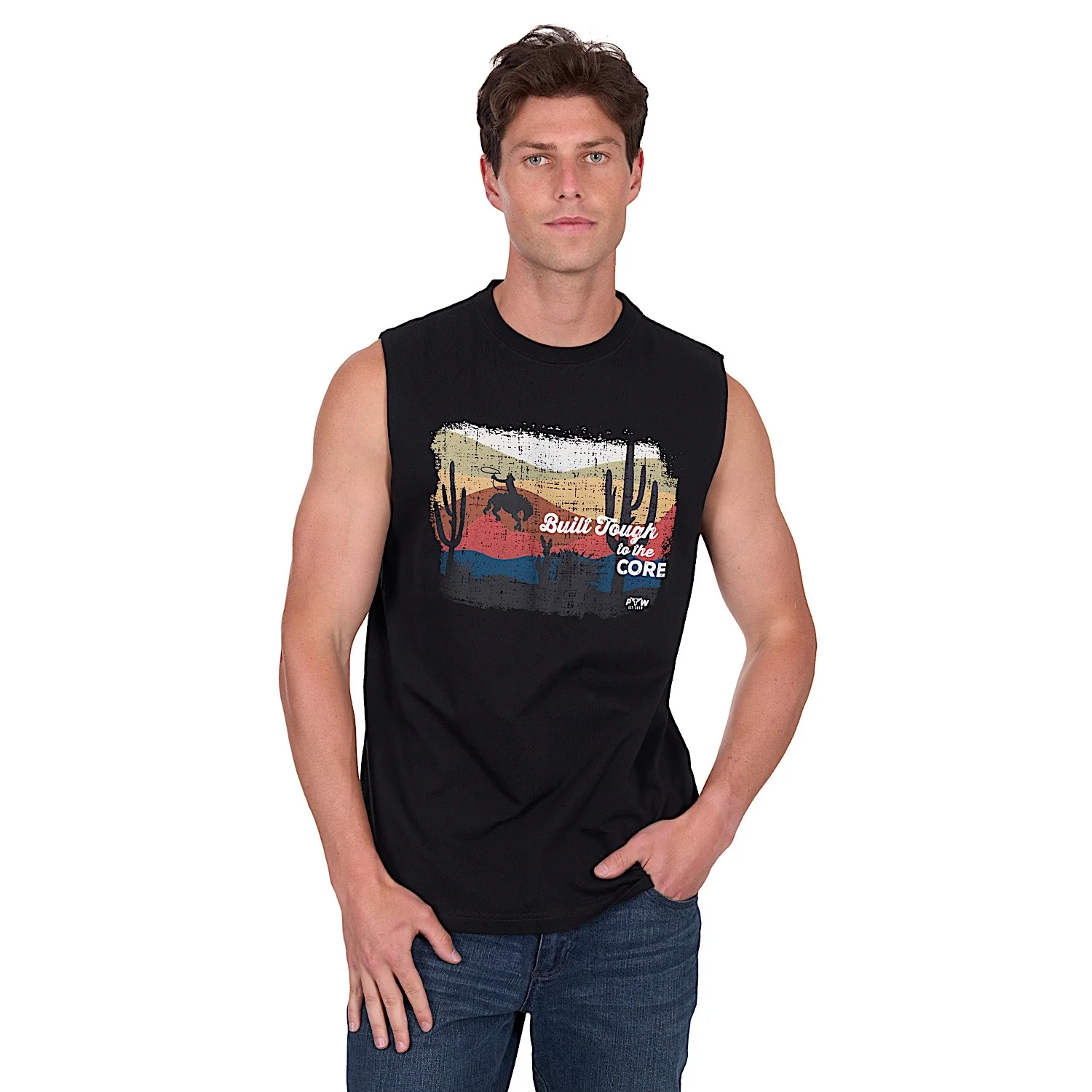 Pure Western Men's Terry Muscle Tank - Black