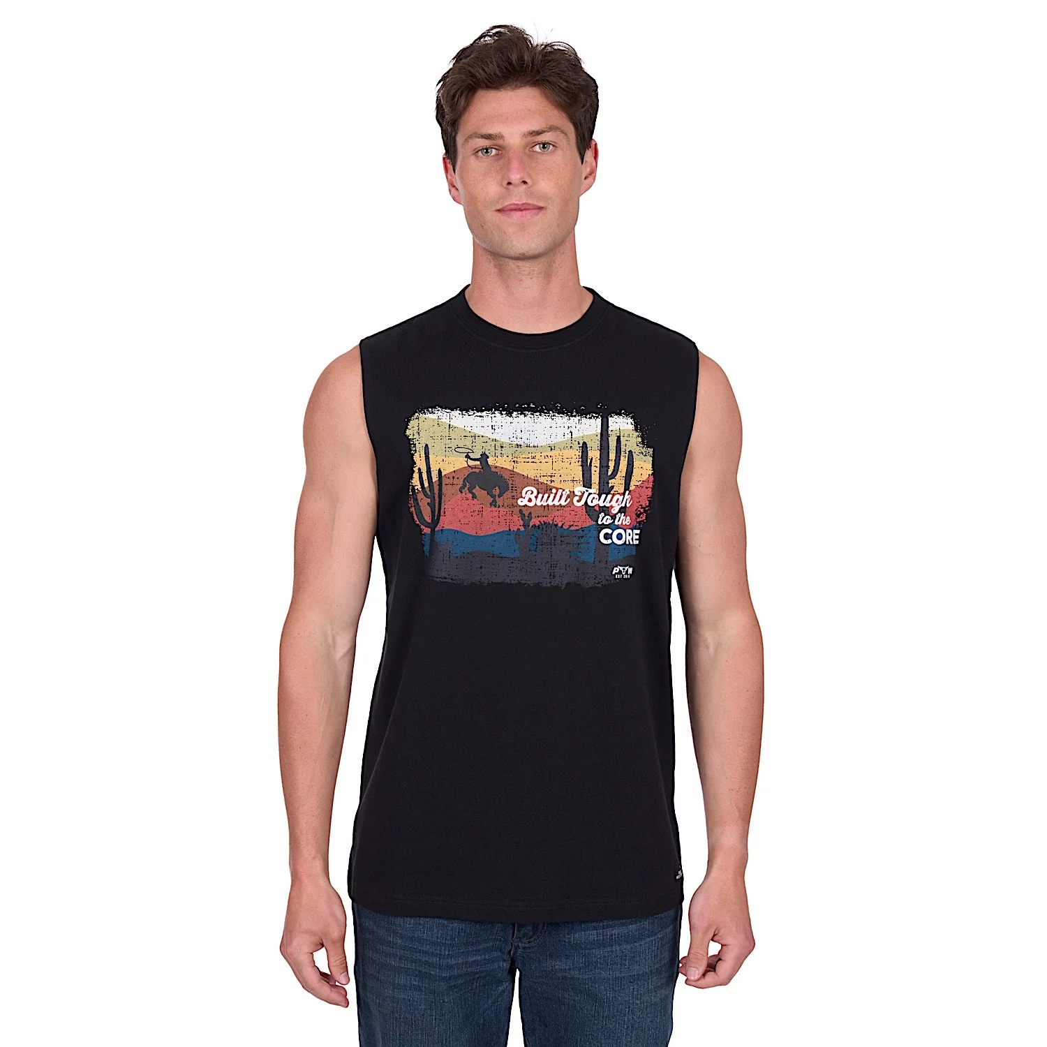 Pure Western Men's Terry Muscle Tank - Black - Image 2