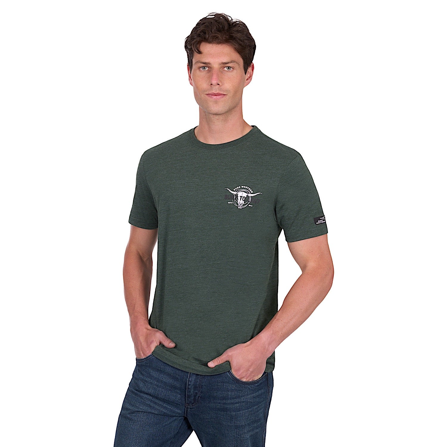 Pure Western Men's Todd Tee - Green Marle