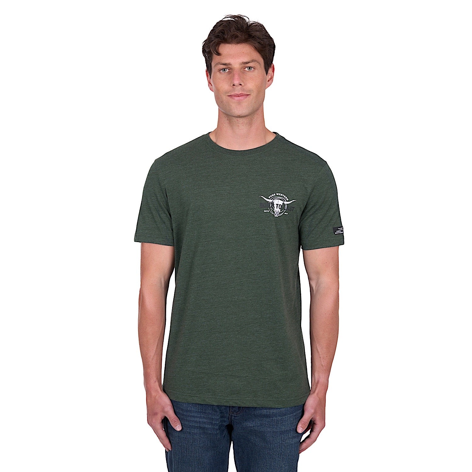 Pure Western Men's Todd Tee - Green Marle - Image 2