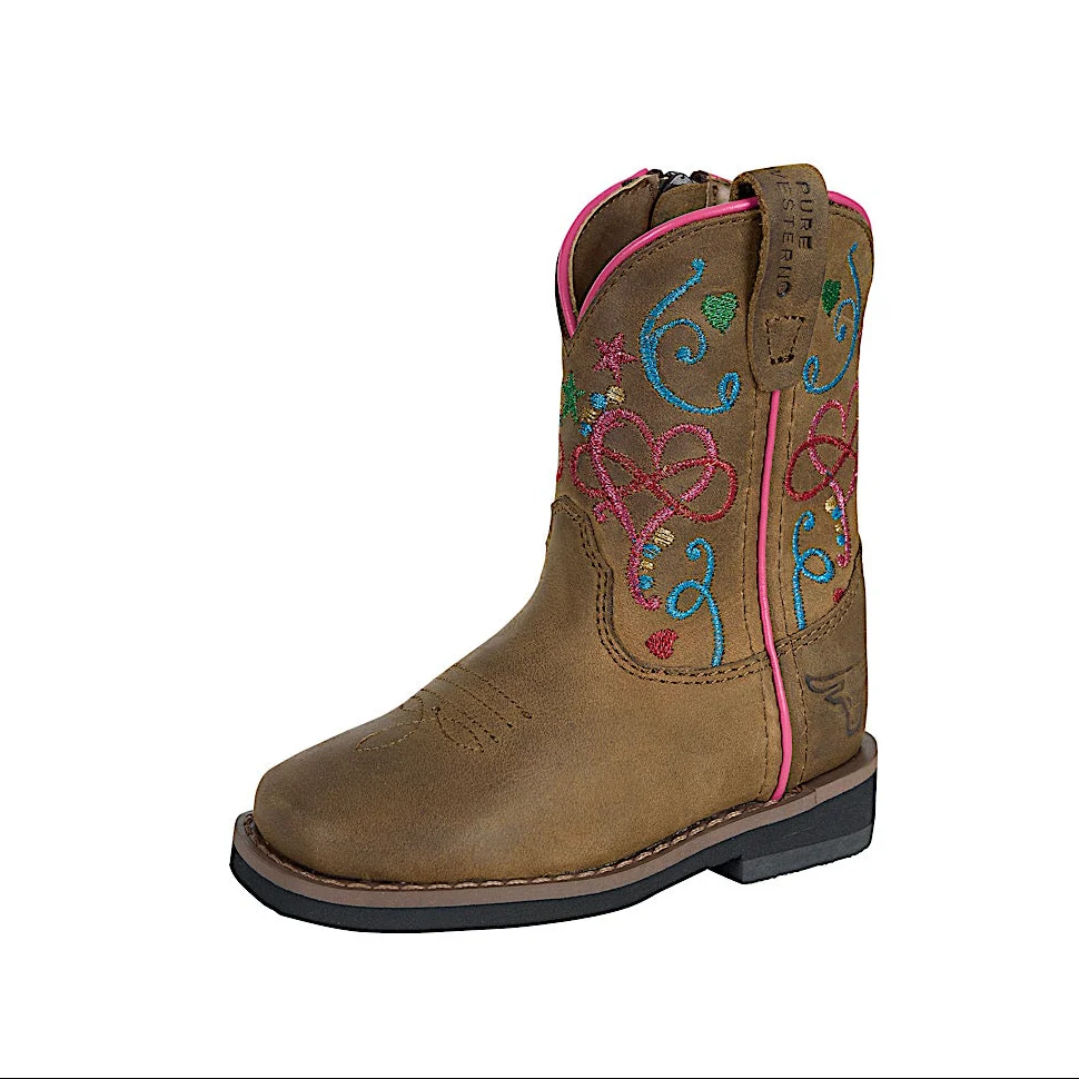 Pure Western Toddler and Children's Jules Boot - Walnut/Multi