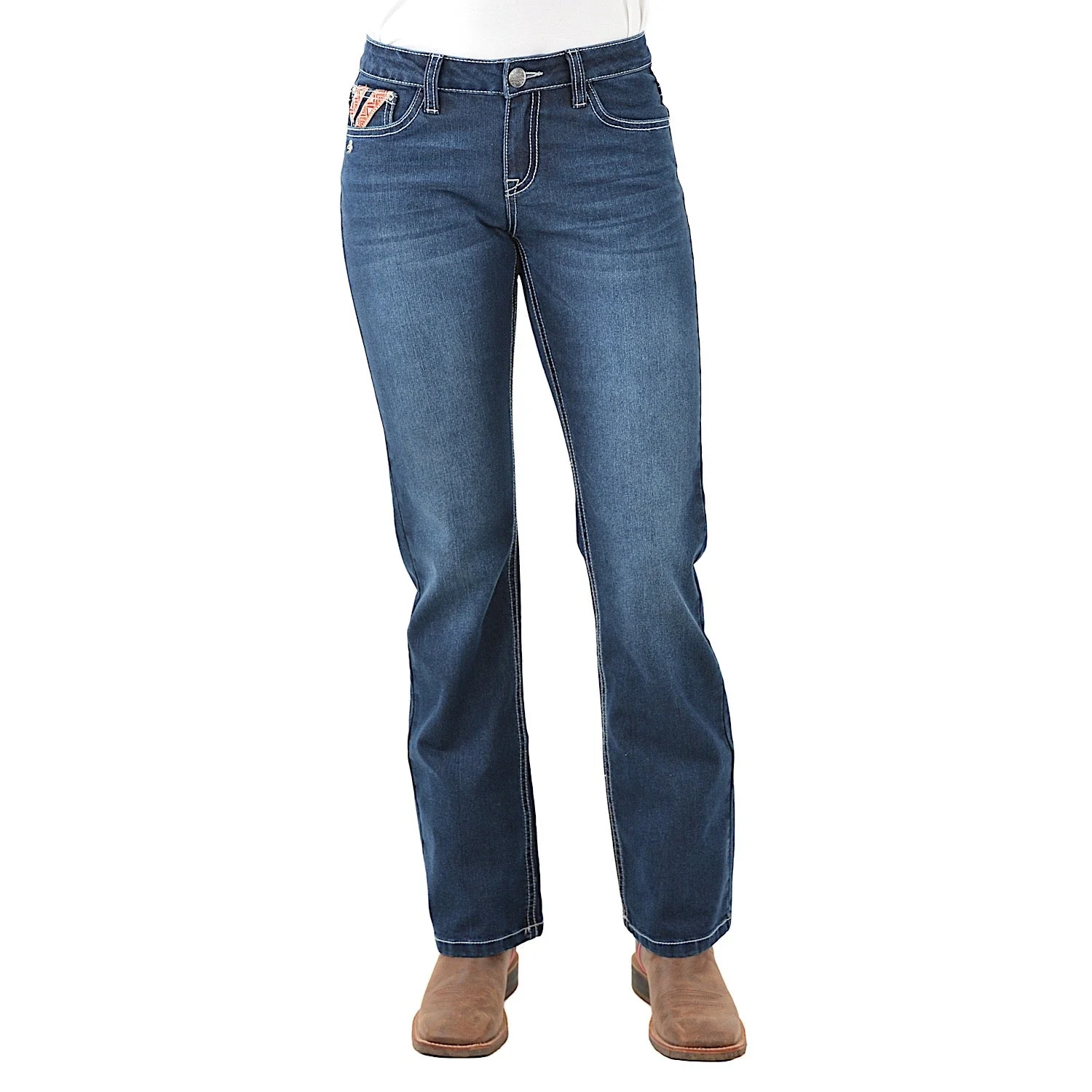 Pure Western Womens Aztec Boot Cut Jean - 34 Leg-Darkest Night - Image 3