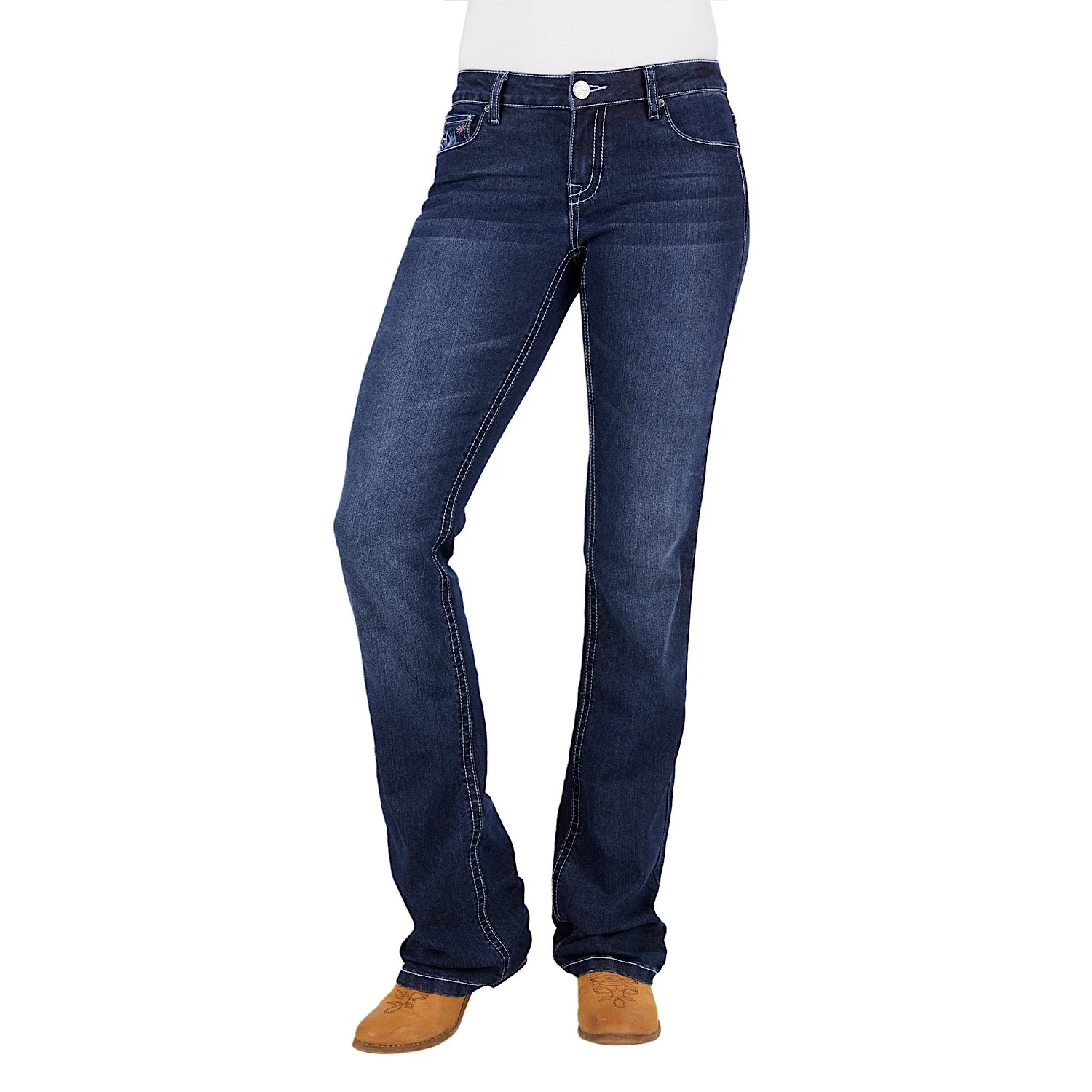 Pure Western Womens Carole Relaxed Rider Jean-Dark Wash - Image 2