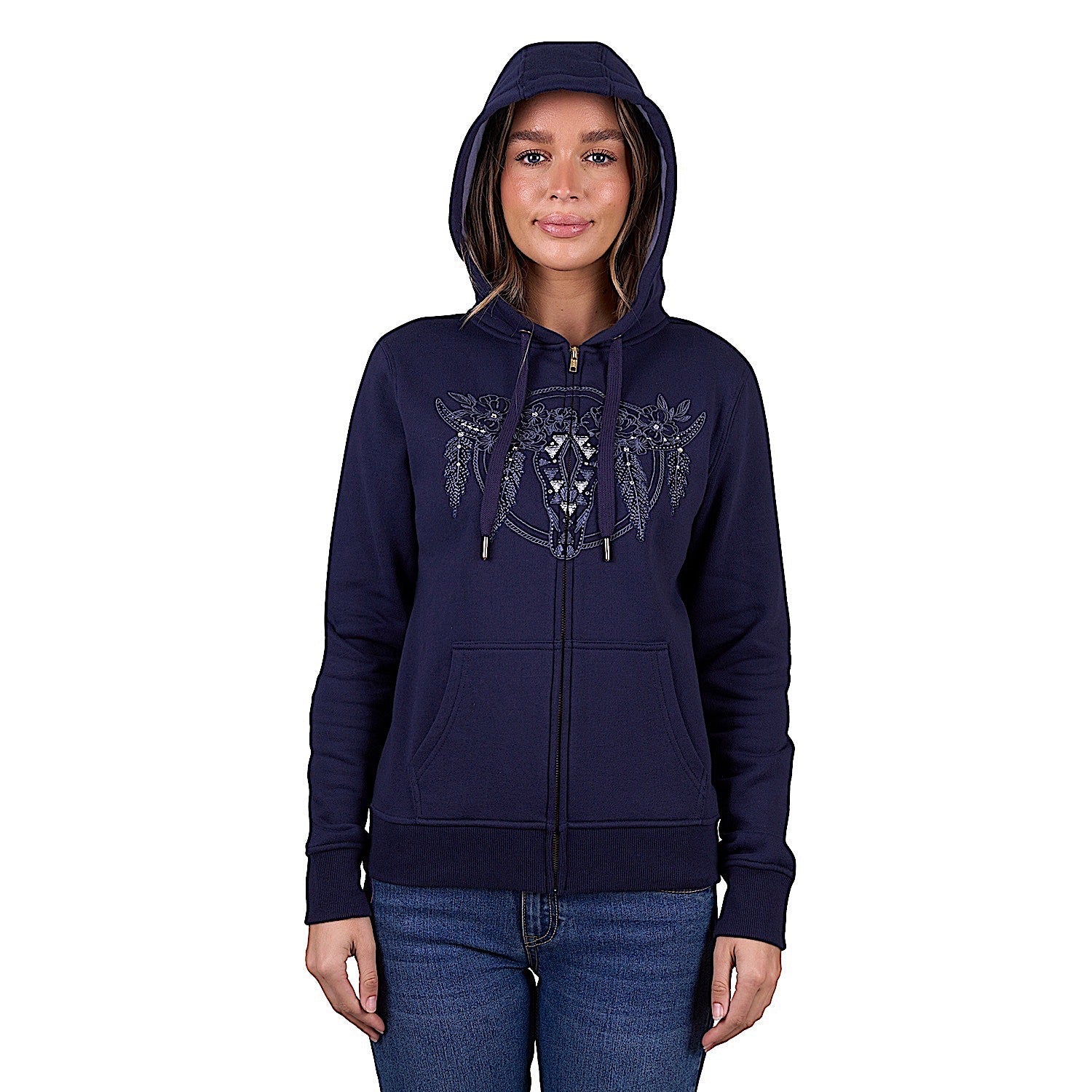 Pure Western Women's Edna Zip Through Hoodie - Navy - Image 2