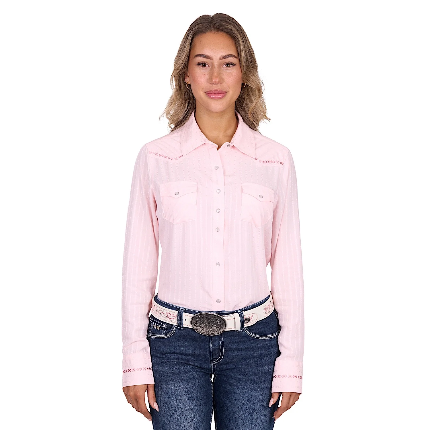 Pure Western Women's Evelyn Western Long Sleeve Shirt - Blush - Image 2