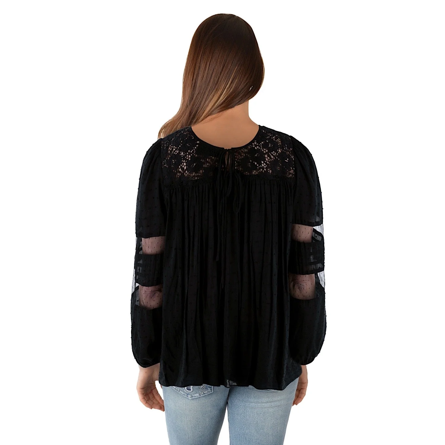 Pure Western Women's Faye Lace Trim Blouse - Black - Image 2