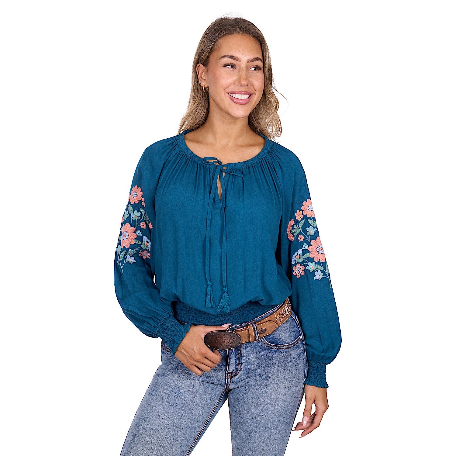 Pure Western Women's Melina Blouse - Turquoise