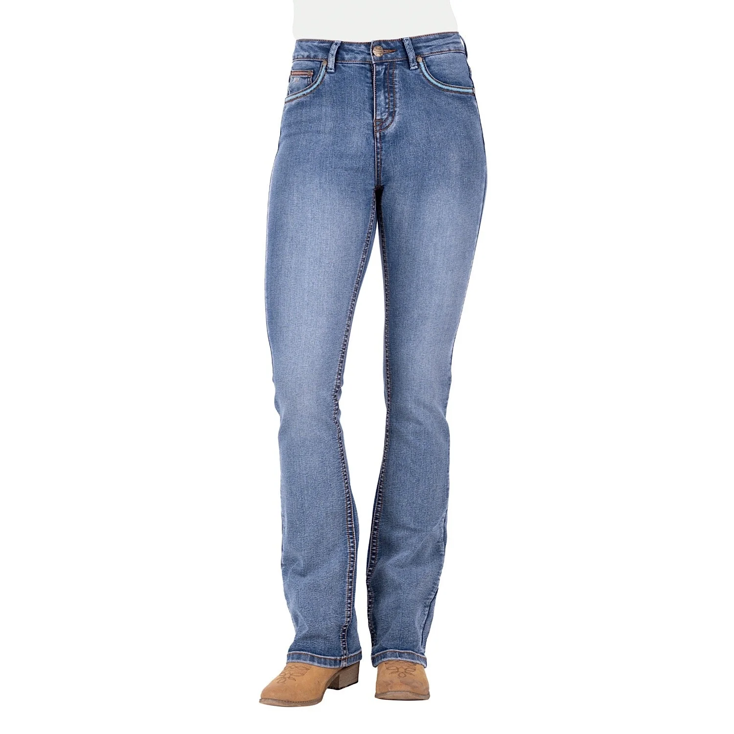 Pure Western Women's Nina Hi Rise Boot Cut Jean-Moonshine - Image 4