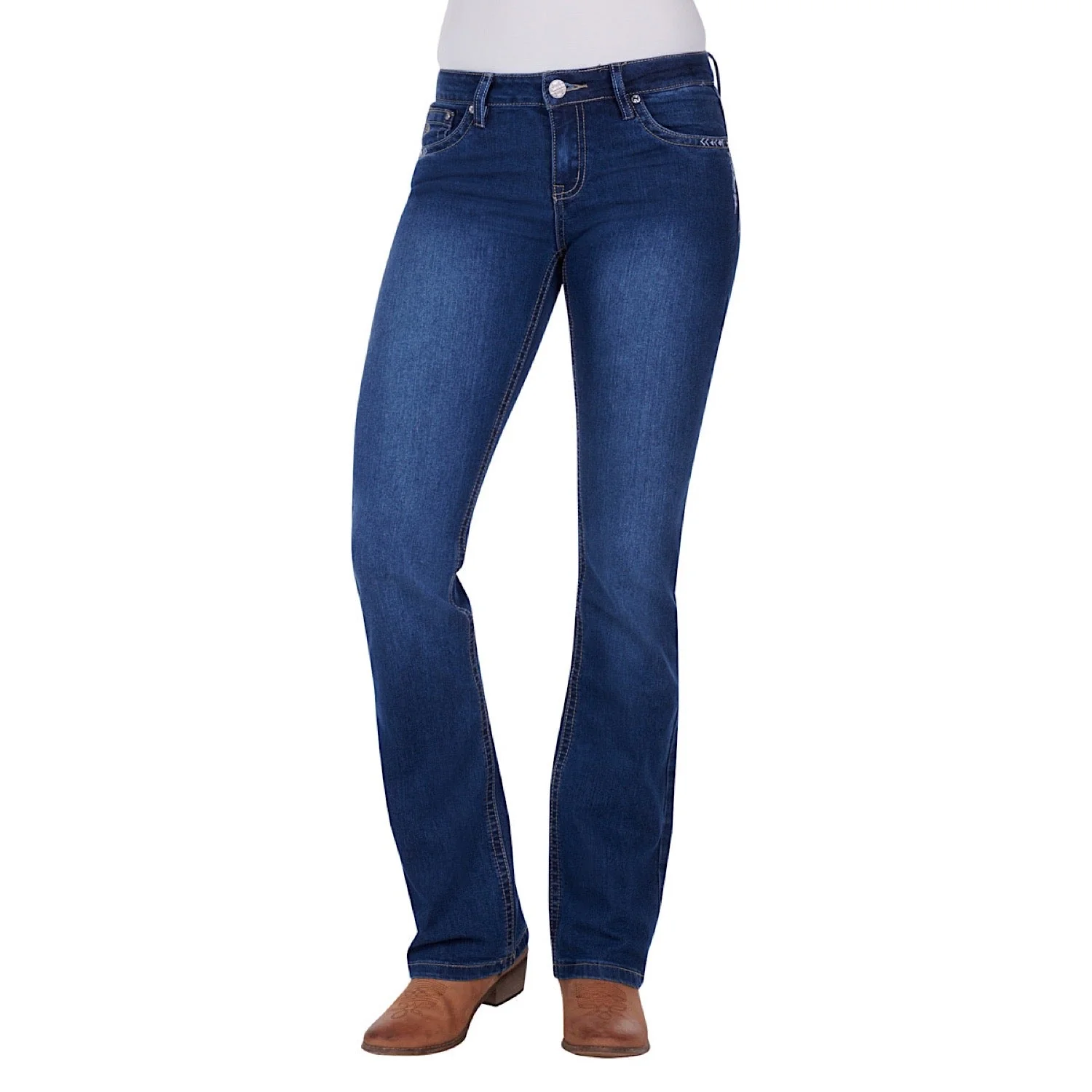 Pure Western Women's Trisha Boot Cut Jean 34" Leg True Blue - Image 3