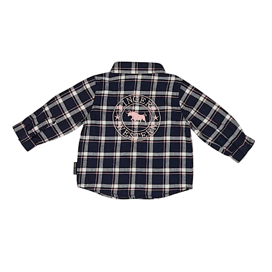 Ringers Western Babies Rory Flannel Shirt - Navy/Pink Print