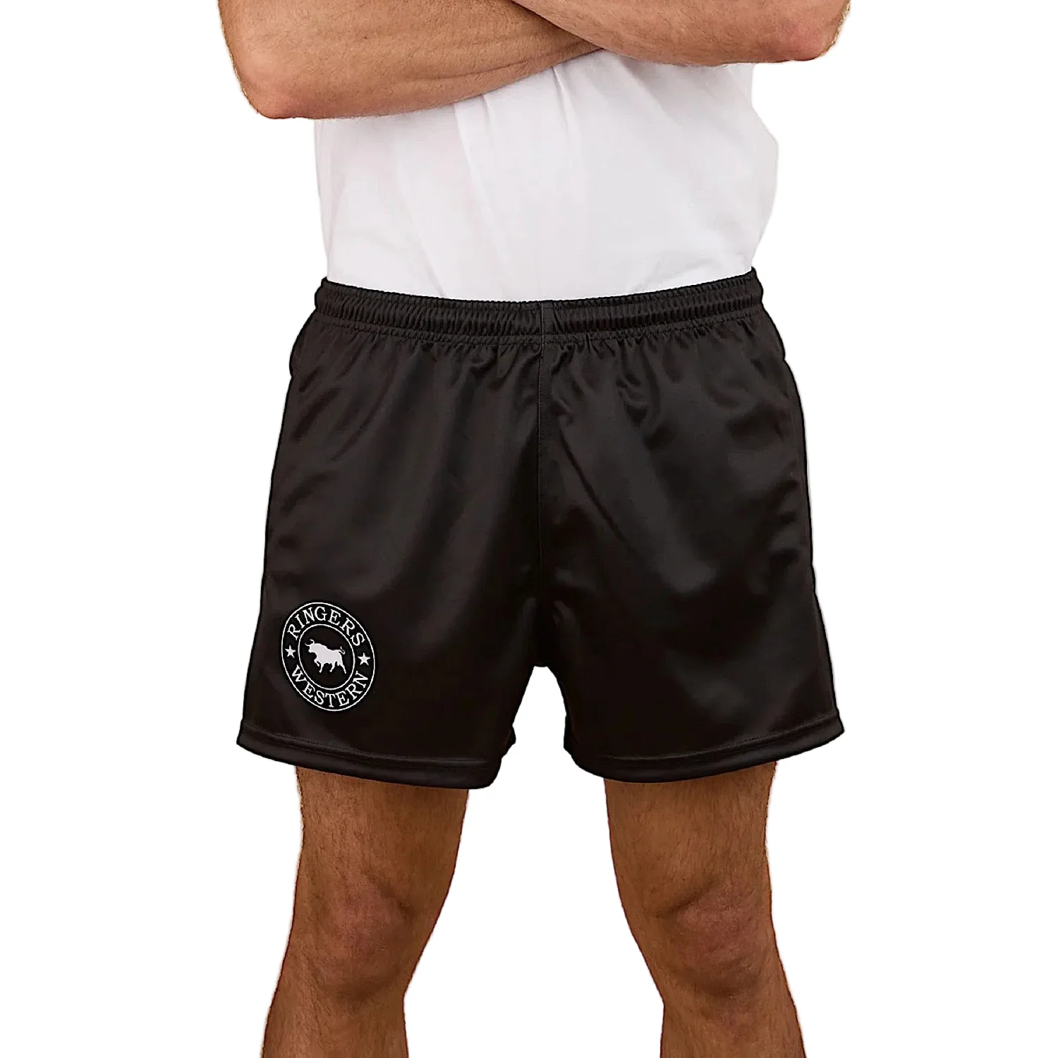 Ringers Western Big Ringers Footy Short - Black with White Print - Image 2