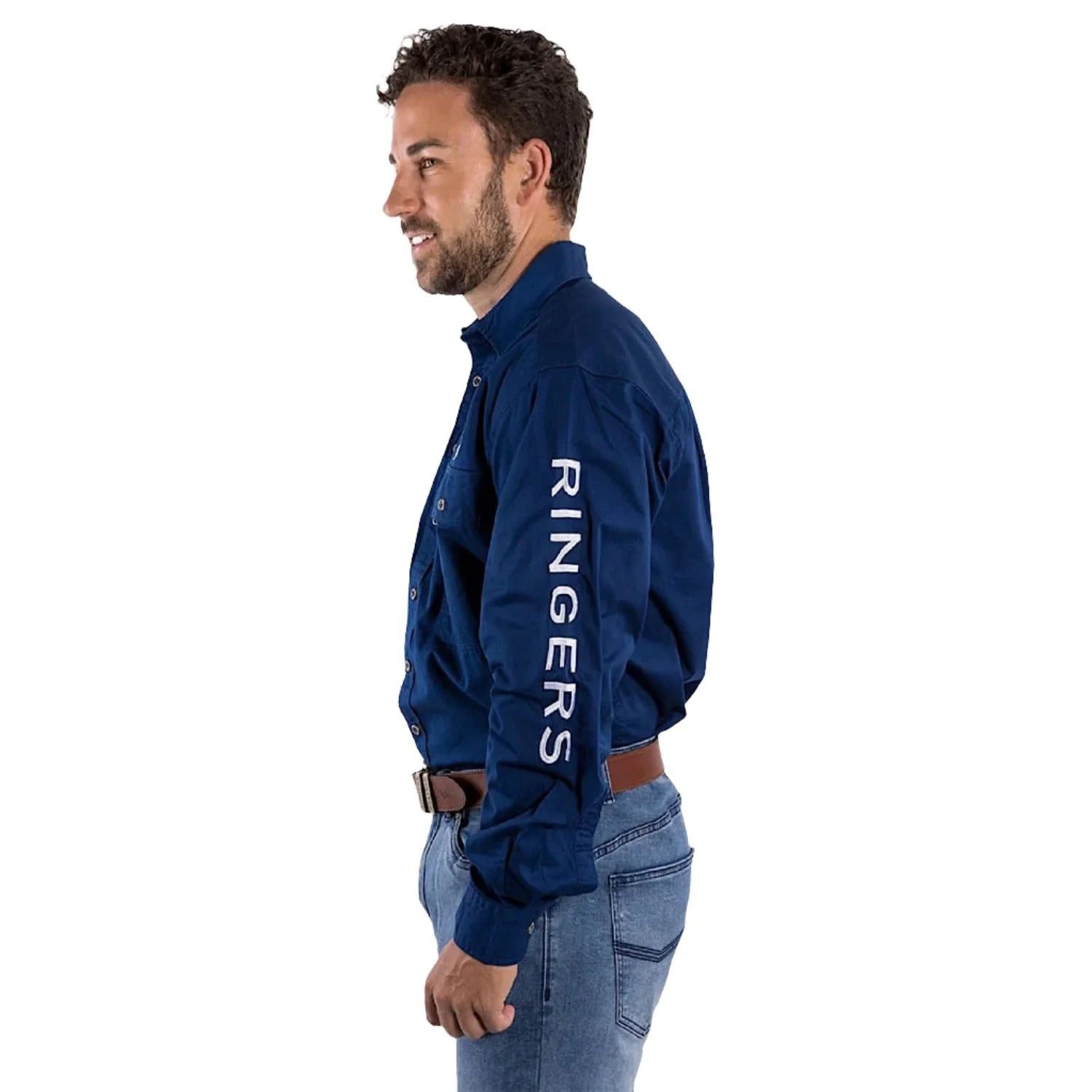 Ringers Western Men's Hawkeye Full Button Work Shirt - Navy/White - Image 2