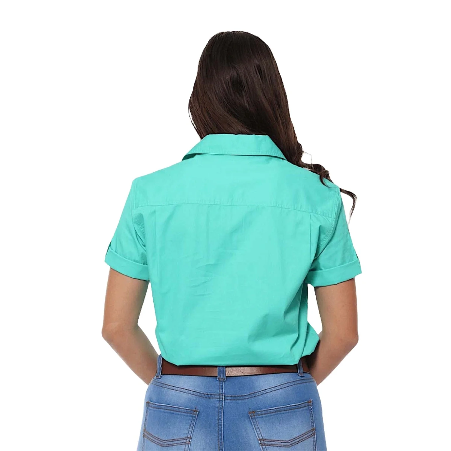 Ringers Western Women's Jules Half Button Short Sleeve Work Shirt - Mint - Image 2