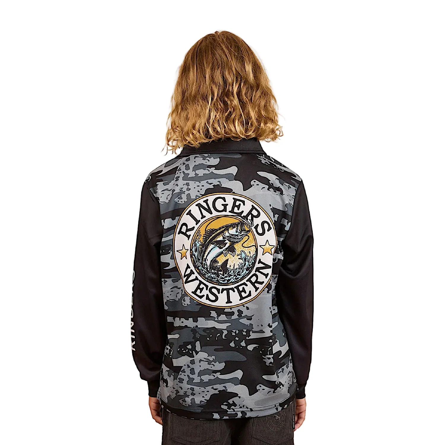 Ringers Western Kid's Big Catch Fishing Jersey - Black Camo - Image 2