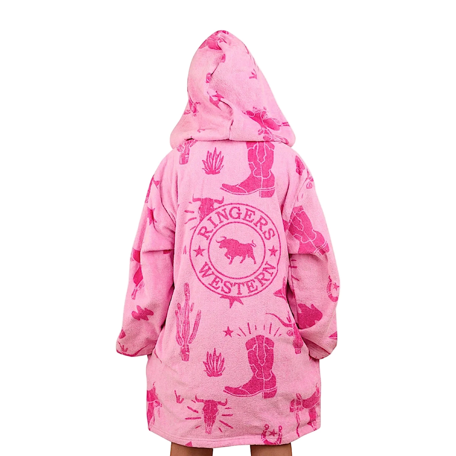 Ringers Western Kids Boot Scootin Zip Through Towel - Pastel Pink - Image 2