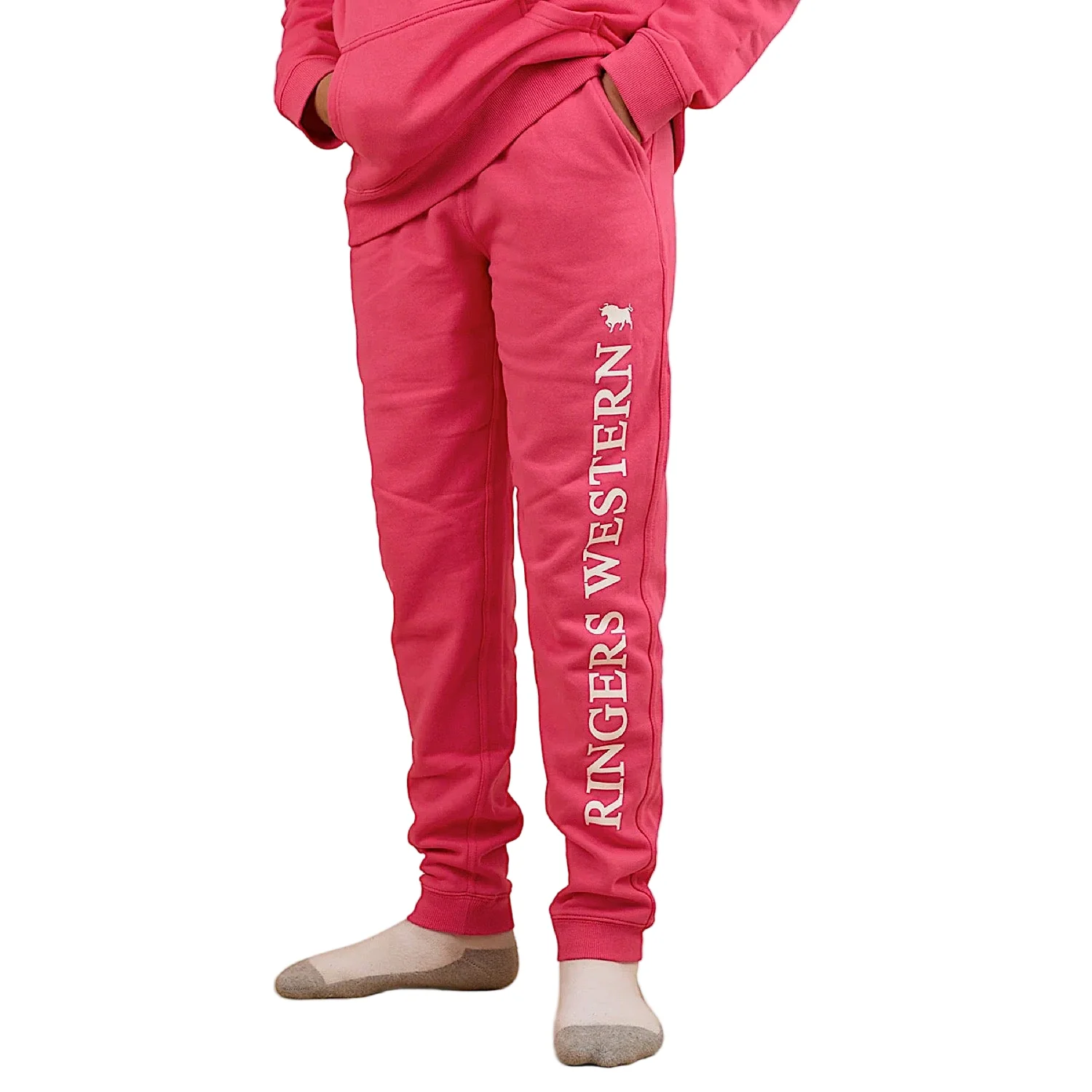 Ringers Western Kid's Durango Trackpants - Melon With White Print