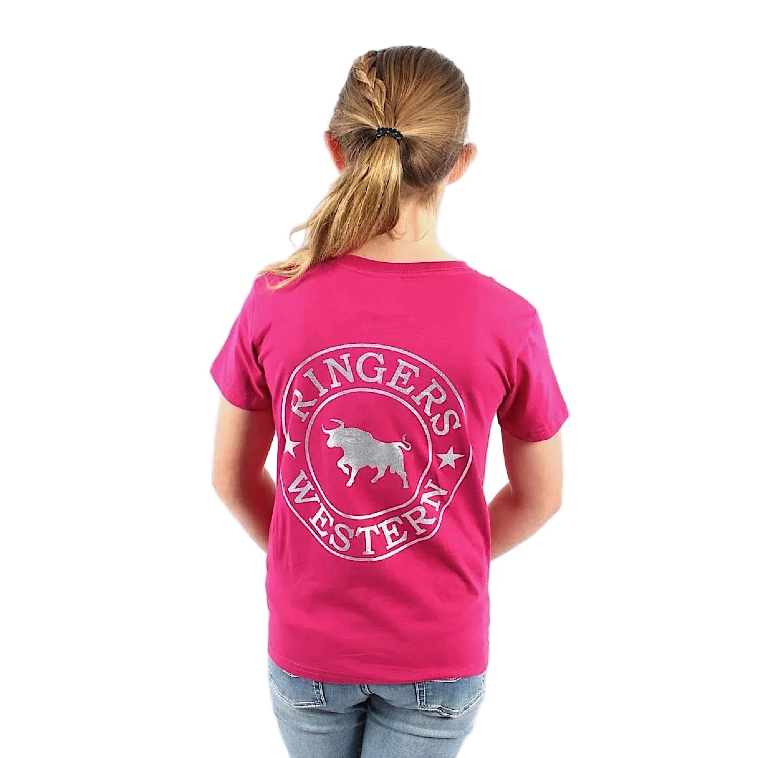 Ringers Western Kid's Signature Bull Classic Fit T-Shirt - Magenta / Silver - Image 2