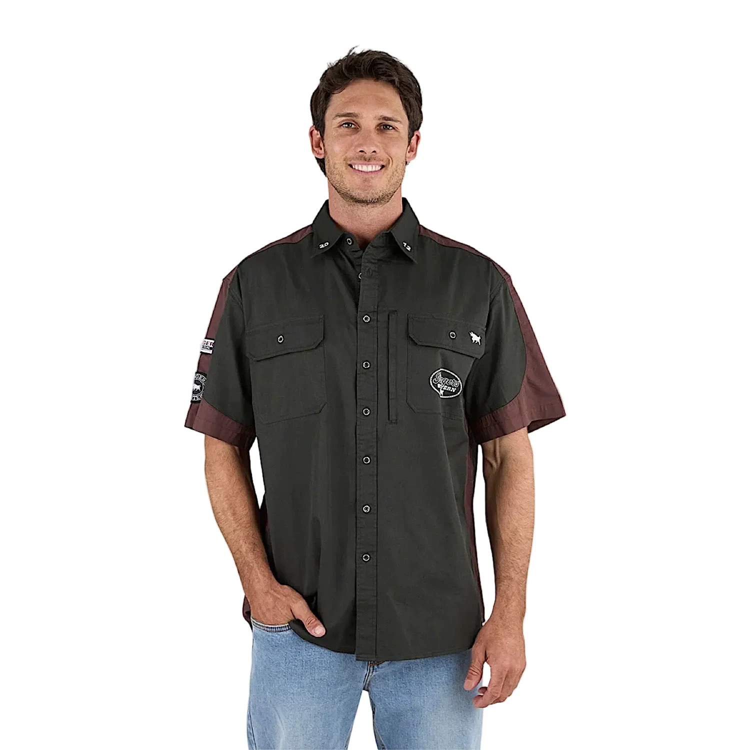 Ringers Western Men's Back Roads Short Sleeve Work Shirt - Charcoal