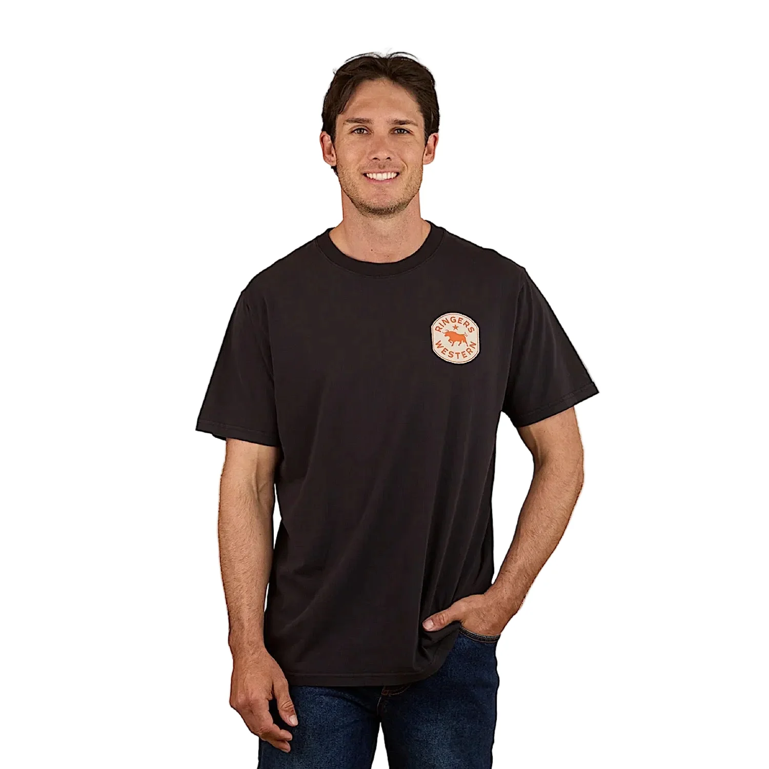 Ringers Western Men's Bottoms Up Loose Fit T-Shirt - Washed Black - Image 2
