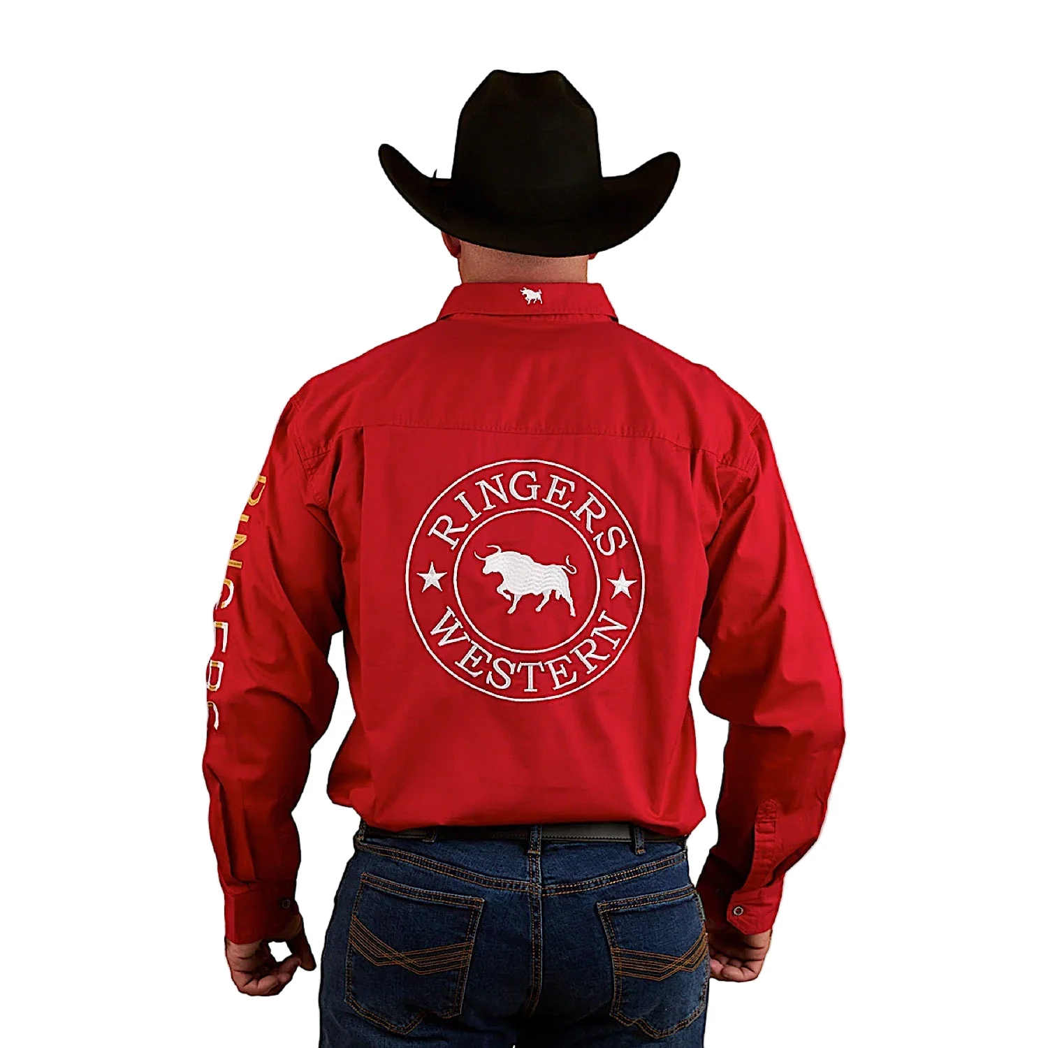 Ringers Western Men's Chute Boss Full Button Work Shirt - Dark Red - Image 2