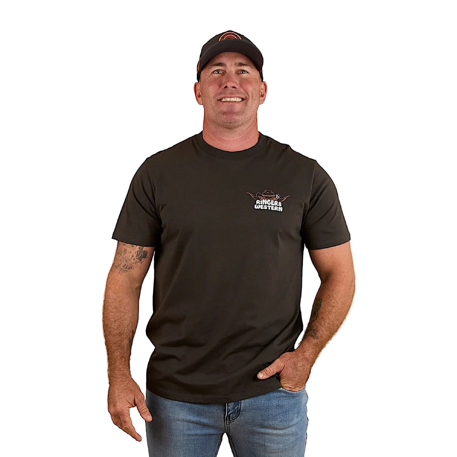 Ringers Western Men's Country Club Loose Fit T-Shirt - Charcoal