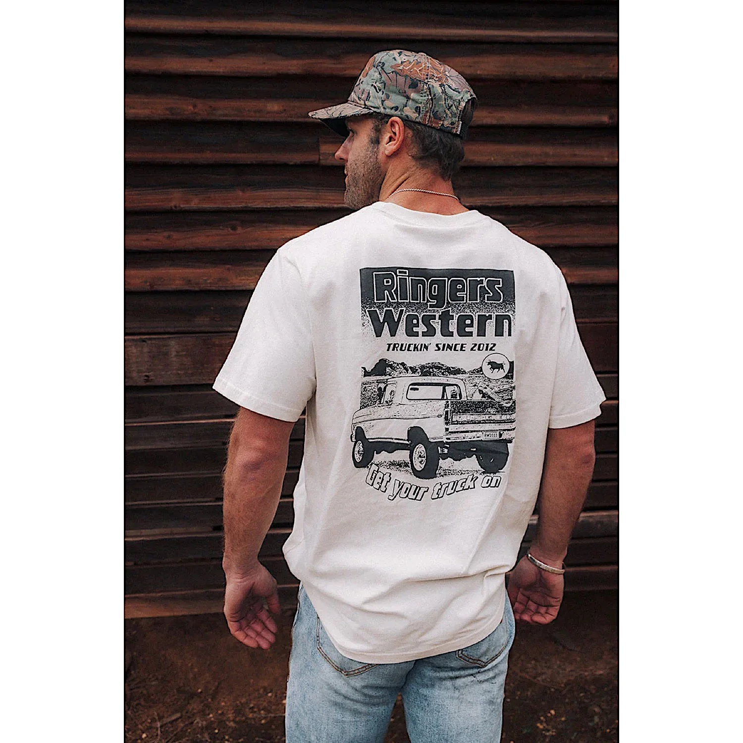 Ringers Western Mens Get Your Truck On Loose Fit T-Shirt - Off White - Image 2