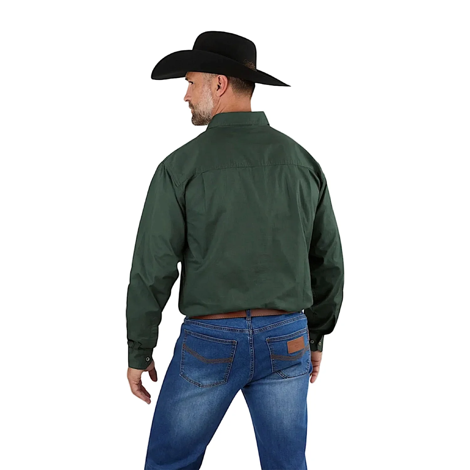 Ringers Western Men's King River Half Button Work Shirt - Cargo Khaki - Image 2