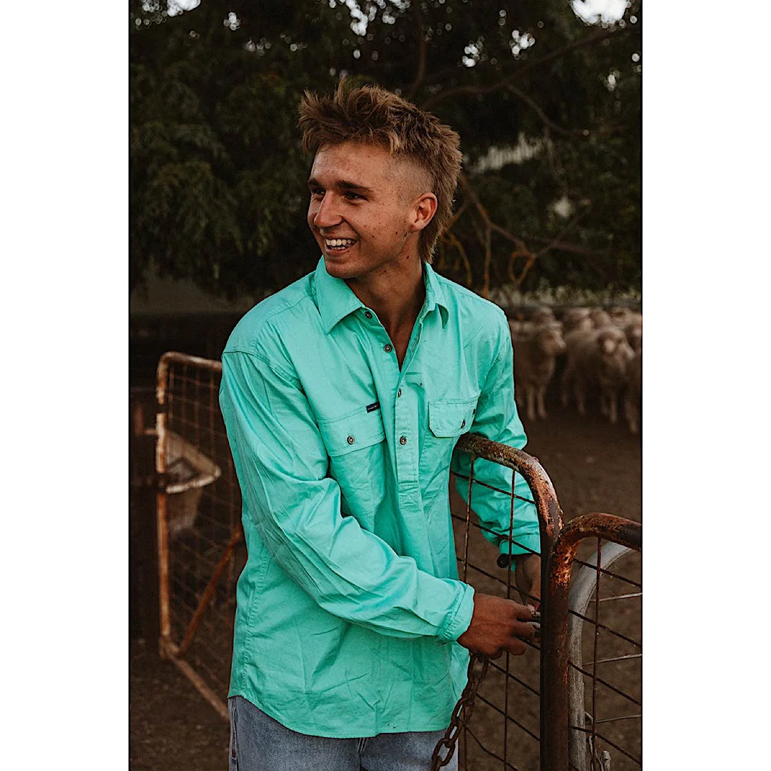 Ringers Western Men's King River Half Button Work Shirt - Mint - Image 2