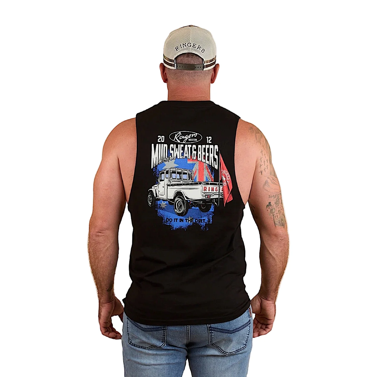 Ringers Western Men's Mud Sweat Beers Muscle Tank - Black - Image 2