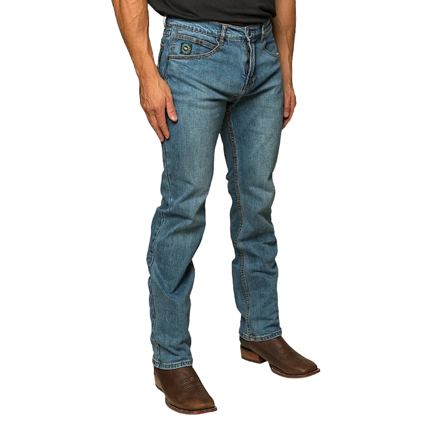 Ringers Western Men's Muster Slim Straight Fit Jean - Mid Wash Blue - Image 3
