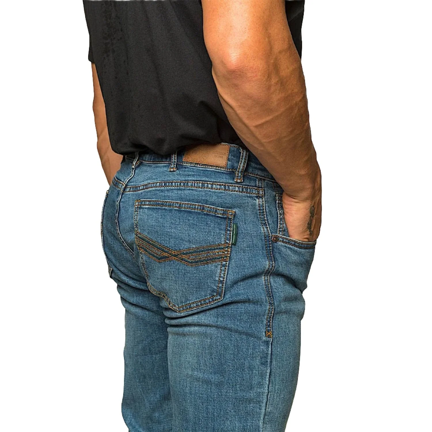 Ringers Western Men's Muster Slim Straight Fit Jean - Mid Wash Blue - Image 4