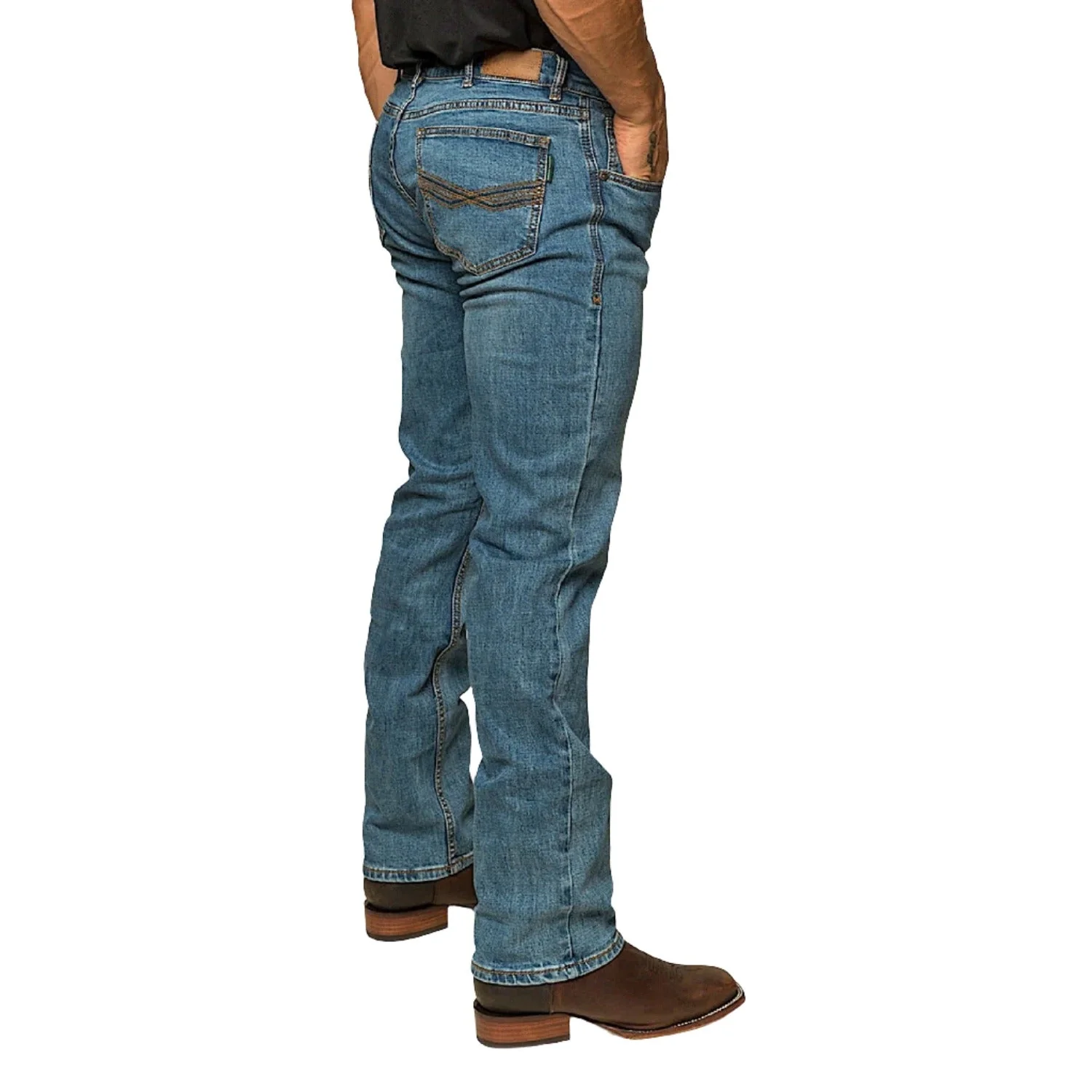Ringers Western Men's Muster Slim Straight Fit Jean - Mid Wash Blue - Image 5