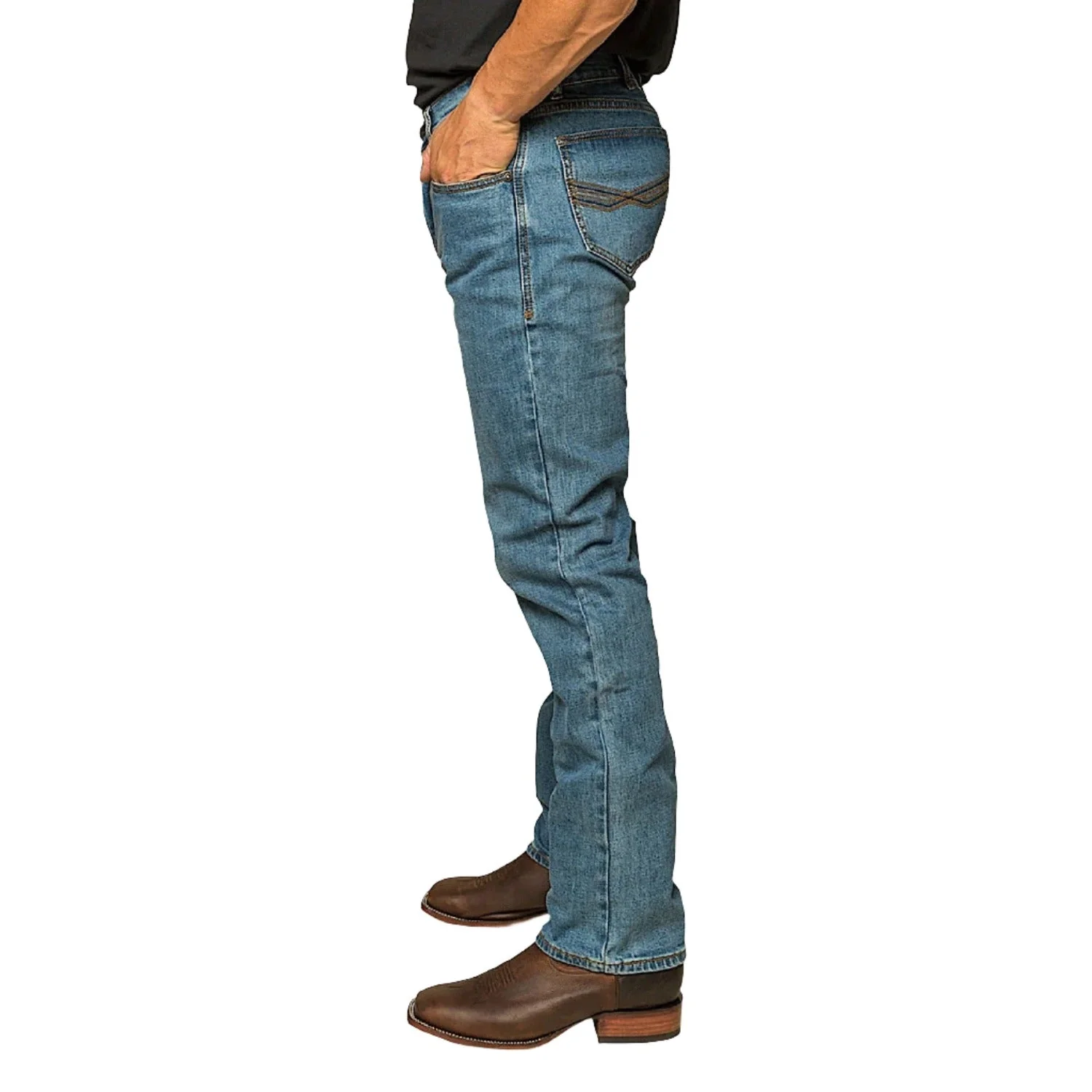 Ringers Western Men's Muster Slim Straight Fit Jean - Mid Wash Blue - Image 7