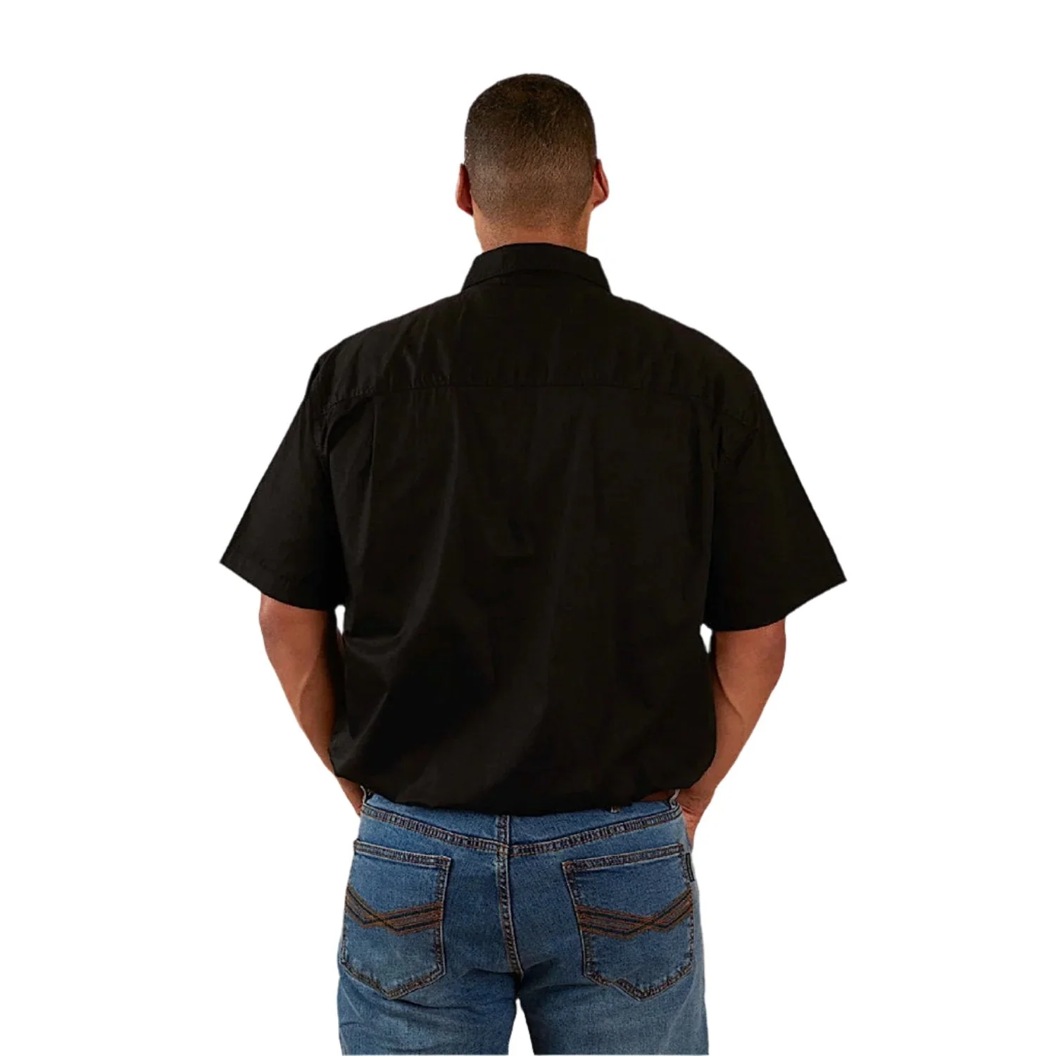 Ringers Western Men's Pack Saddle Short Sleeve Half Button Work Shirt - Black - Image 2