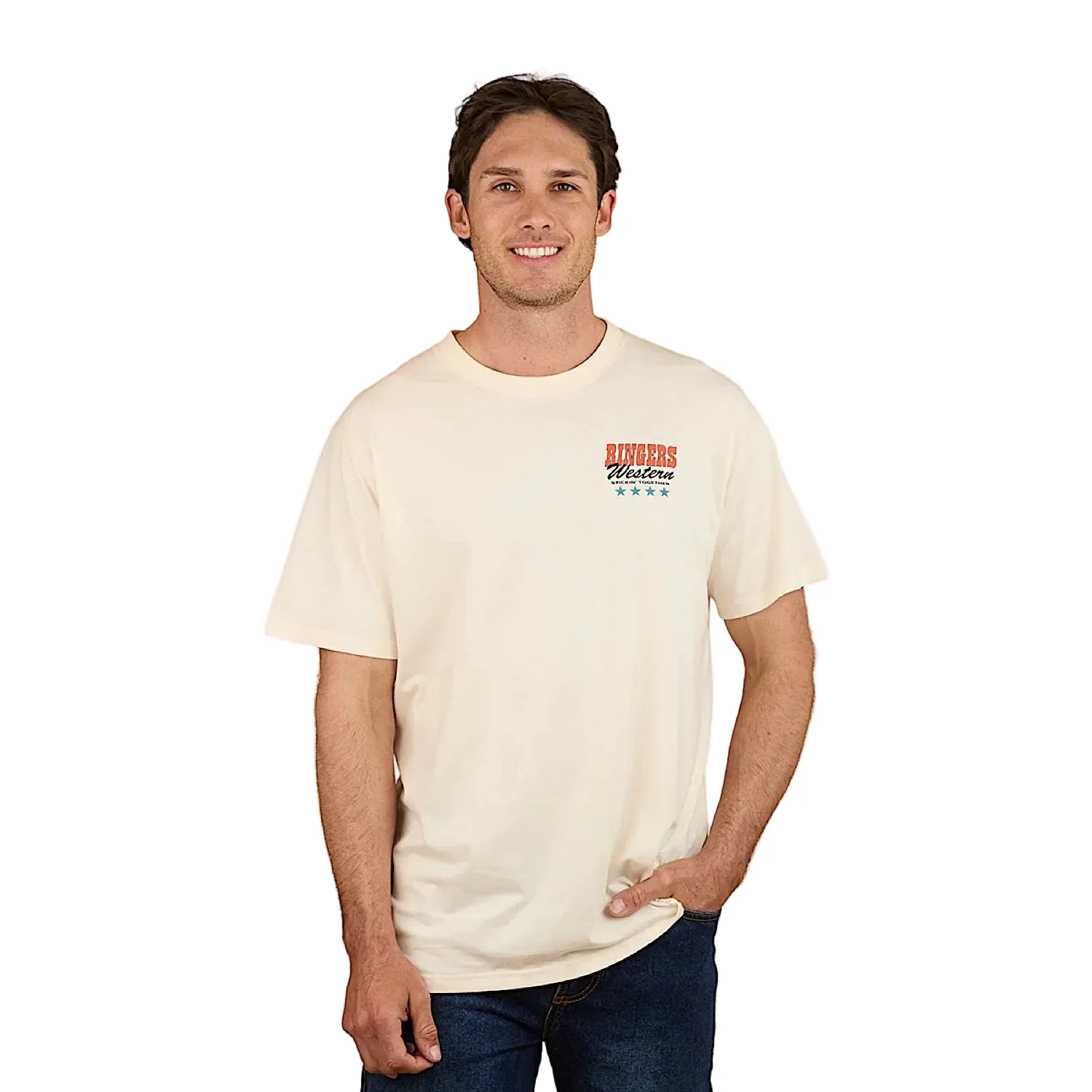 Ringers Western Men's Stickin Together Loose Fit T-Shirt - Off White - Image 2