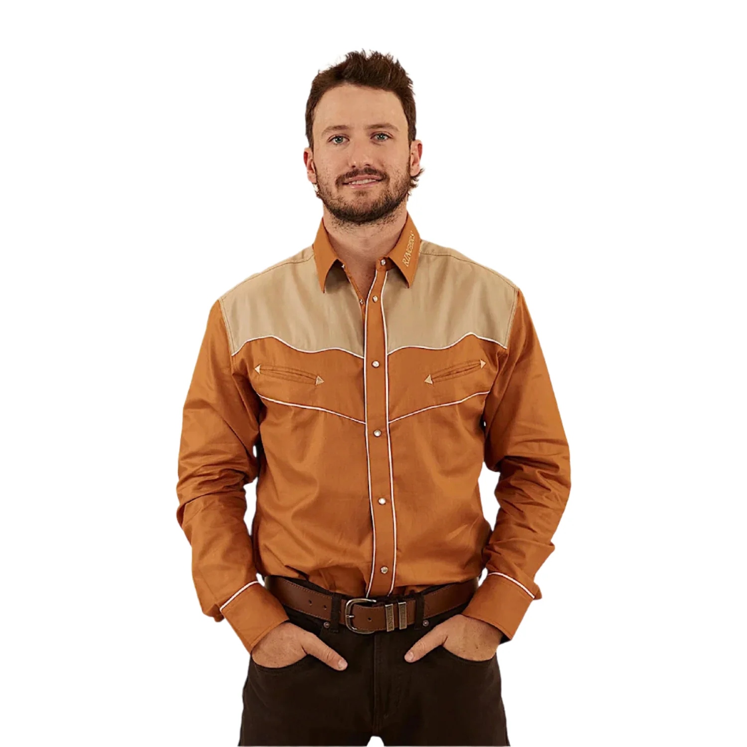 Ringers Western Men's Western Shirt - Toffee/Dark Sand