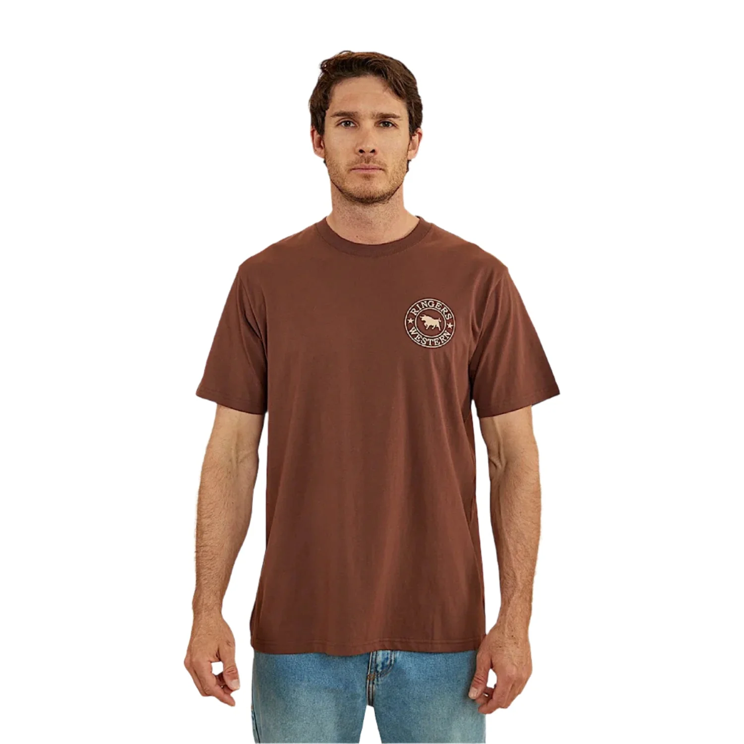 Ringers Western Men's Signature Bull Loose T-Shirt - Chocolate/Dark Sand - Image 2