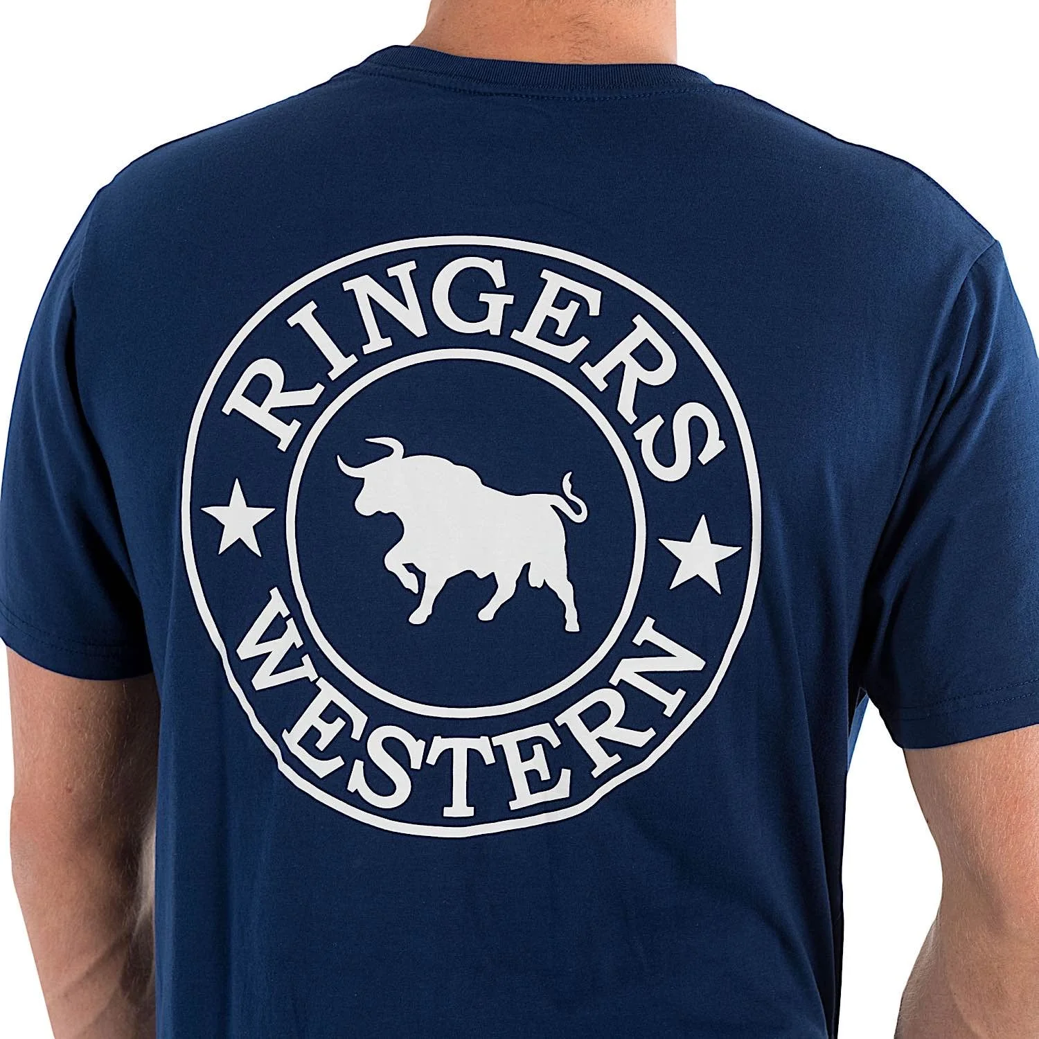 Ringers Western Men's Signature Bull Loose T-Shirt - Navy with White Print - Image 2