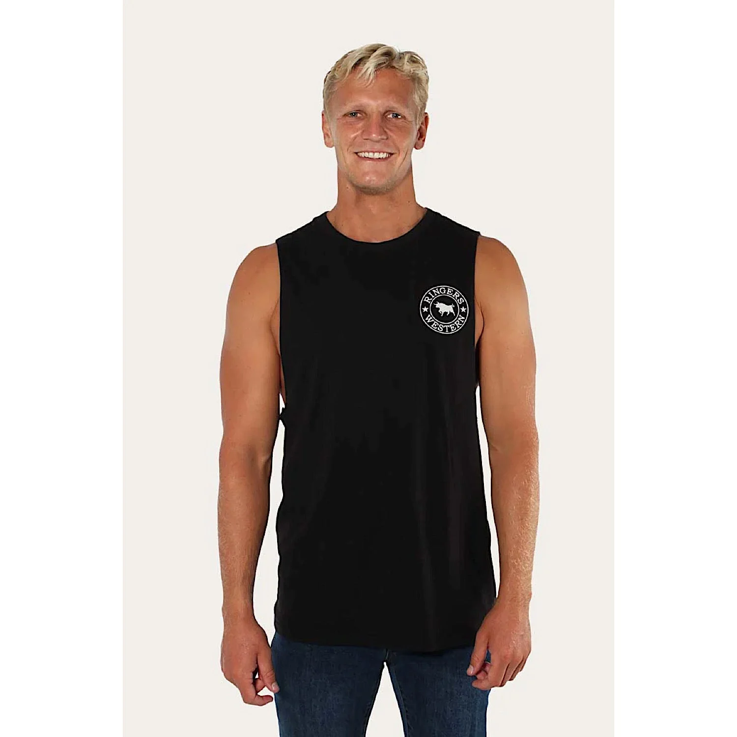 Ringers Western Signature Bull Men's Muscle Tank - Black/White - Image 2