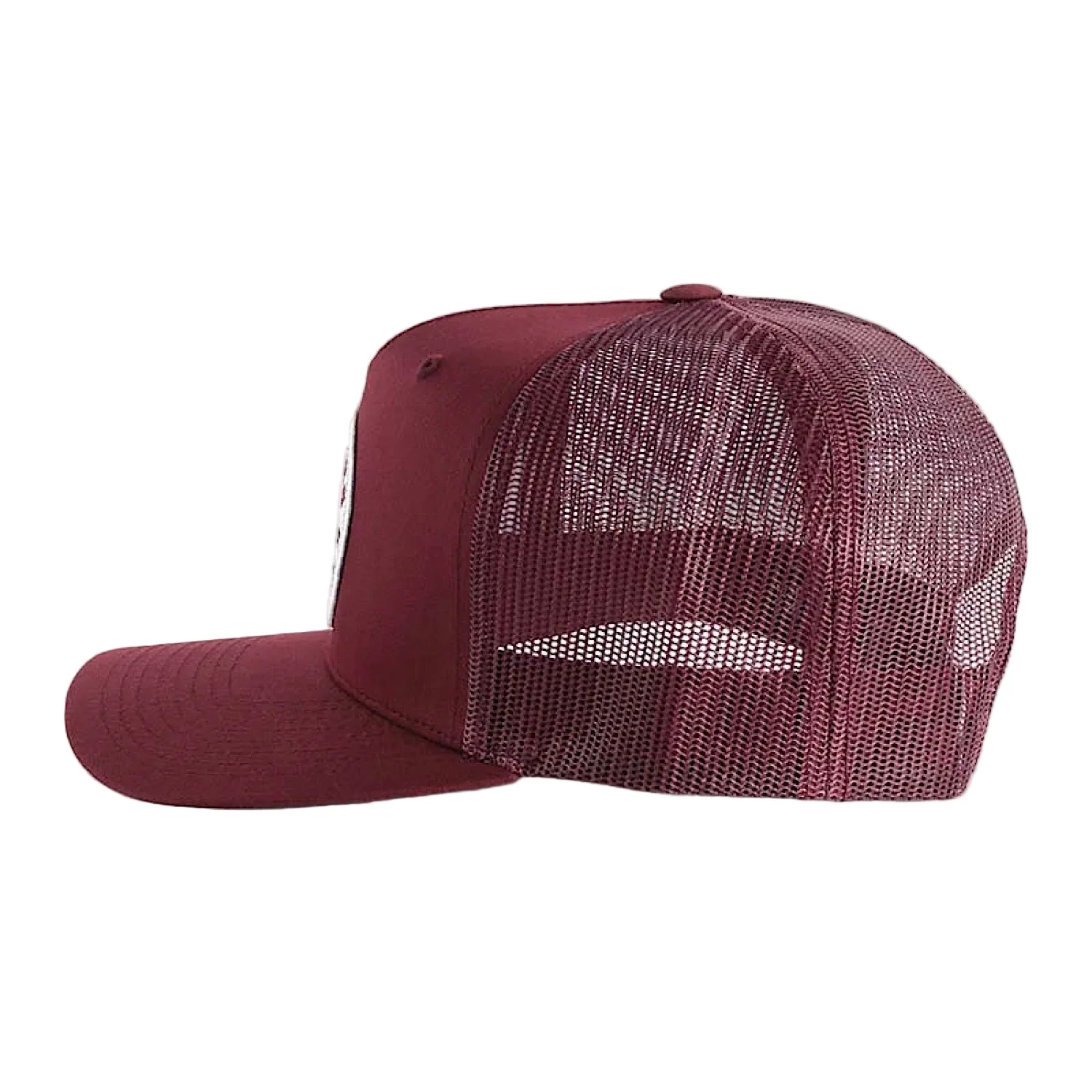 Ringers Western Signature Bull Trucker Cap - Burgundy with Burgundy & White Patch - Image 2