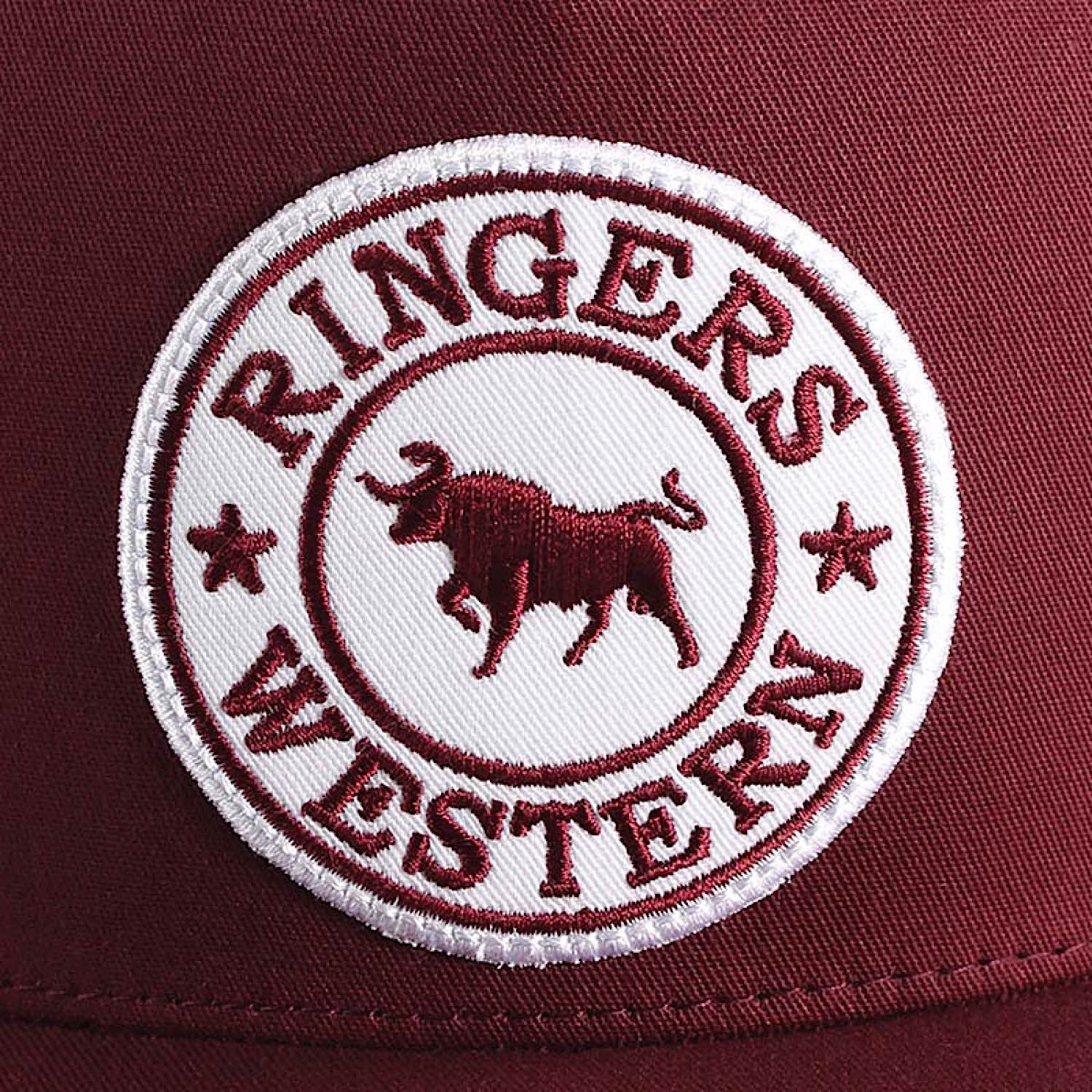 Ringers Western Signature Bull Trucker Cap - Burgundy with Burgundy & White Patch - Image 4