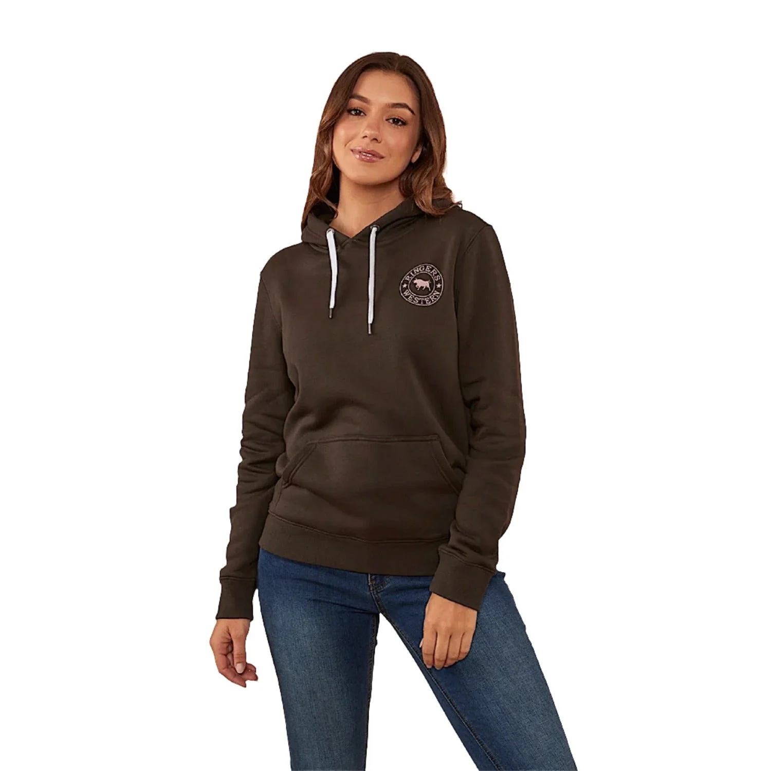 Ringers Western Women's Signature Bull Women's Pullover Hoodie - Charcoal/Rosey - Image 6